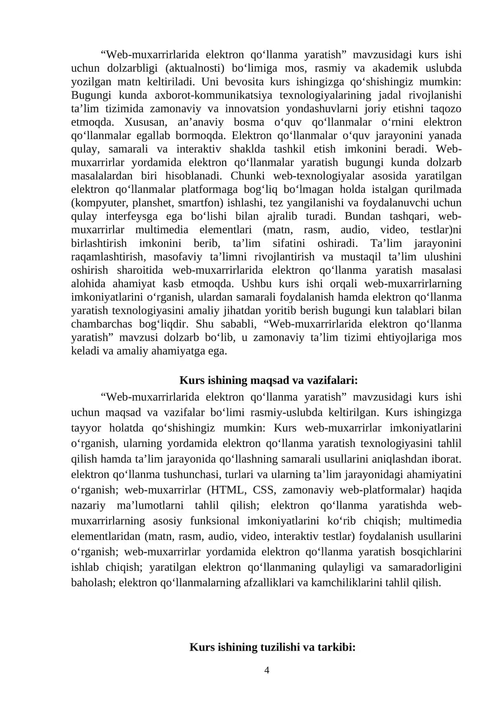 Web-muxarrirlarida electron qo’llanma yaratish 4