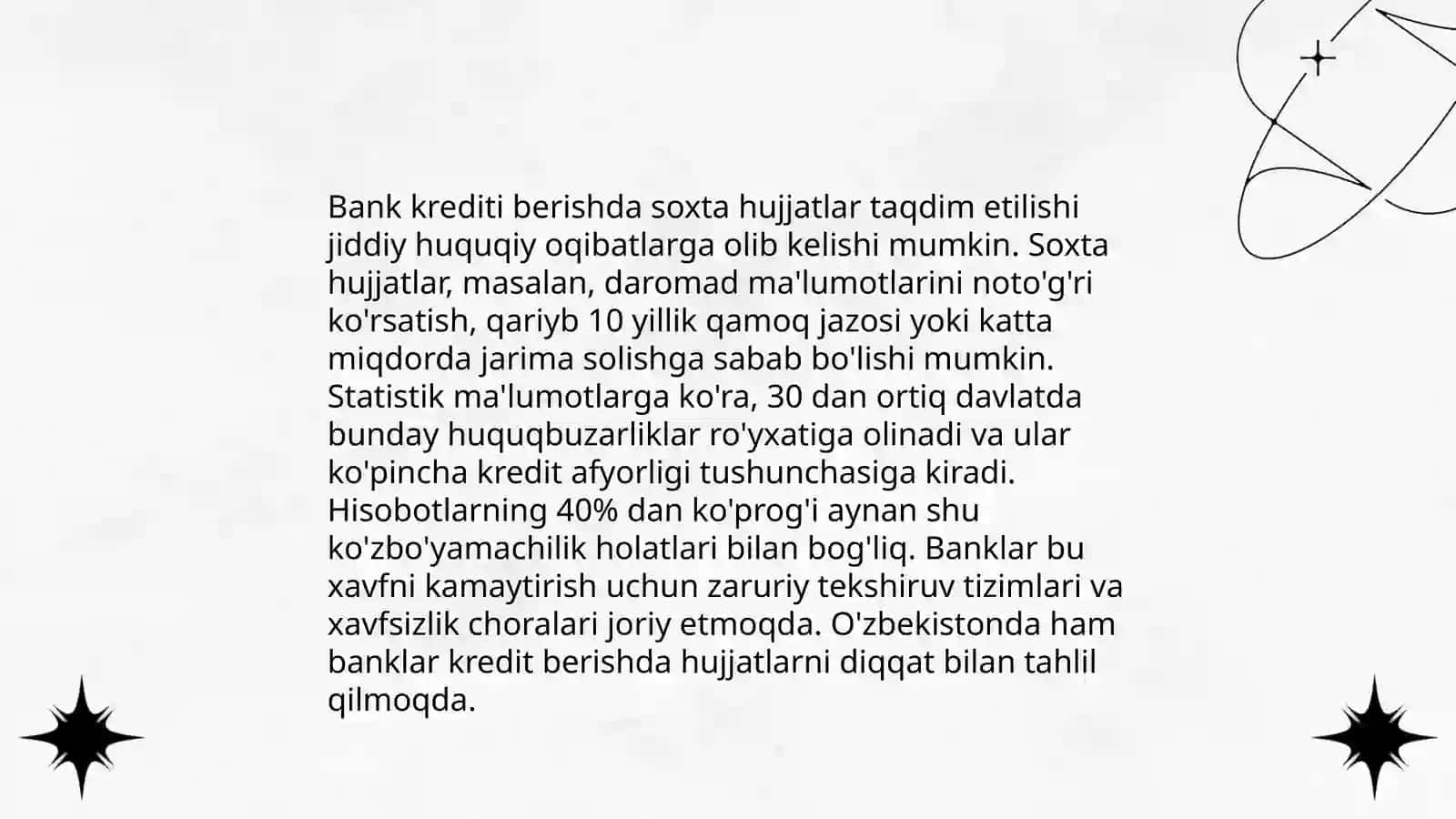 Tijorat banklarining kredit, depozit va valyuta bilan bogʻliq noqonuniy operatsiyalari 4