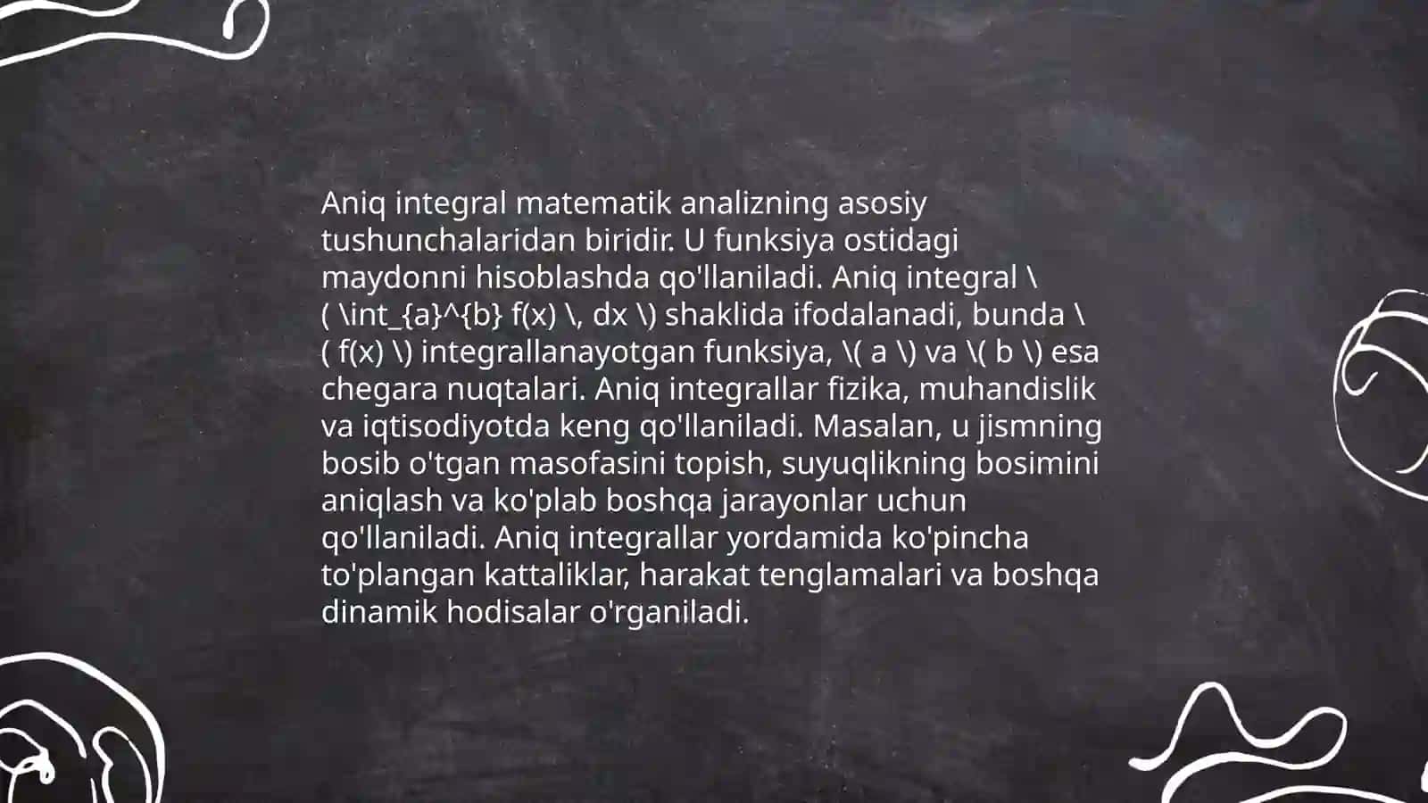 Aniq integral va uning geometrik manosi xossalari Nyuton Leybnis formulasi 4