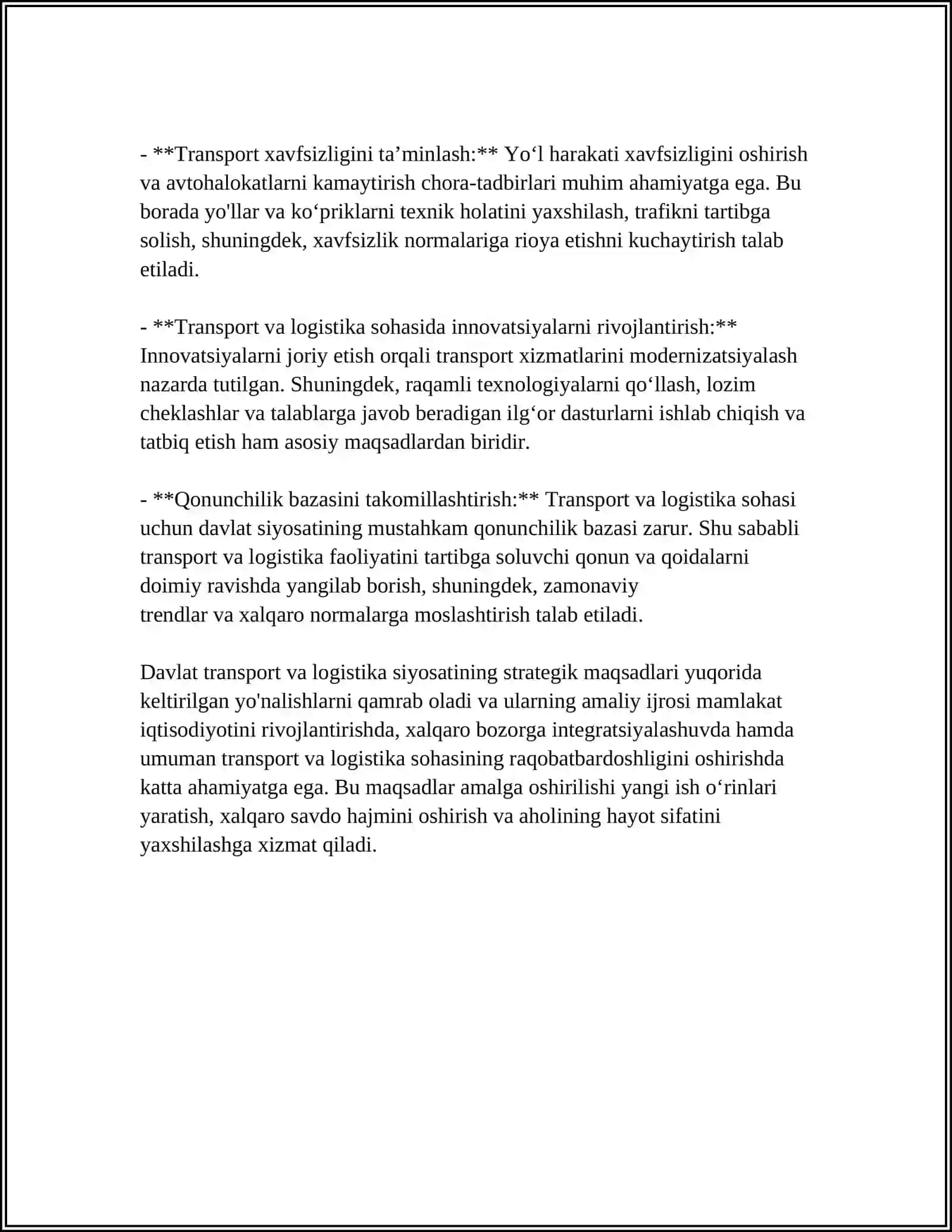 DAVLAT TRANSPORT VA LOGISTIKA SIYOSATI 4