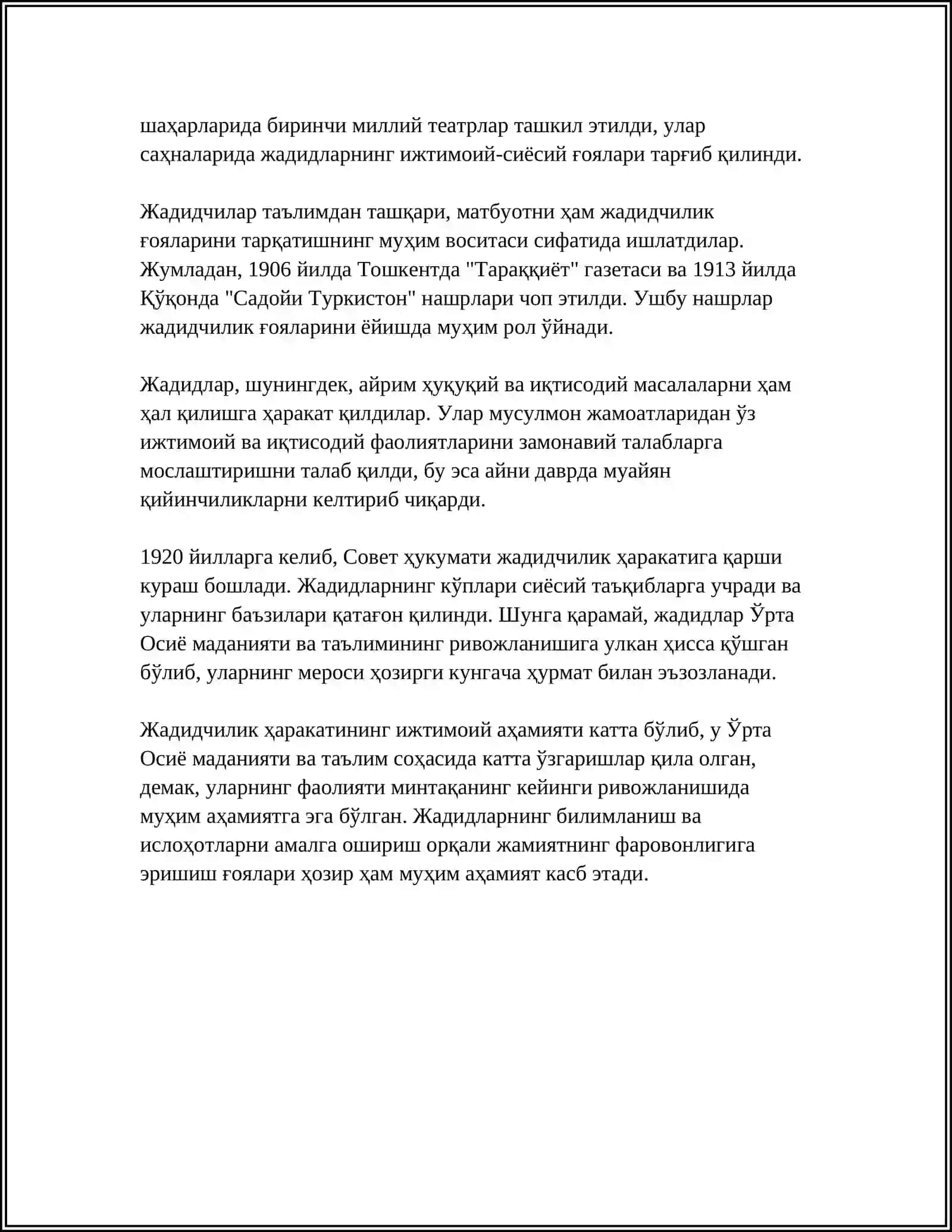 REFERAT Mavzu: ЖАДИДЧИЛИК 4