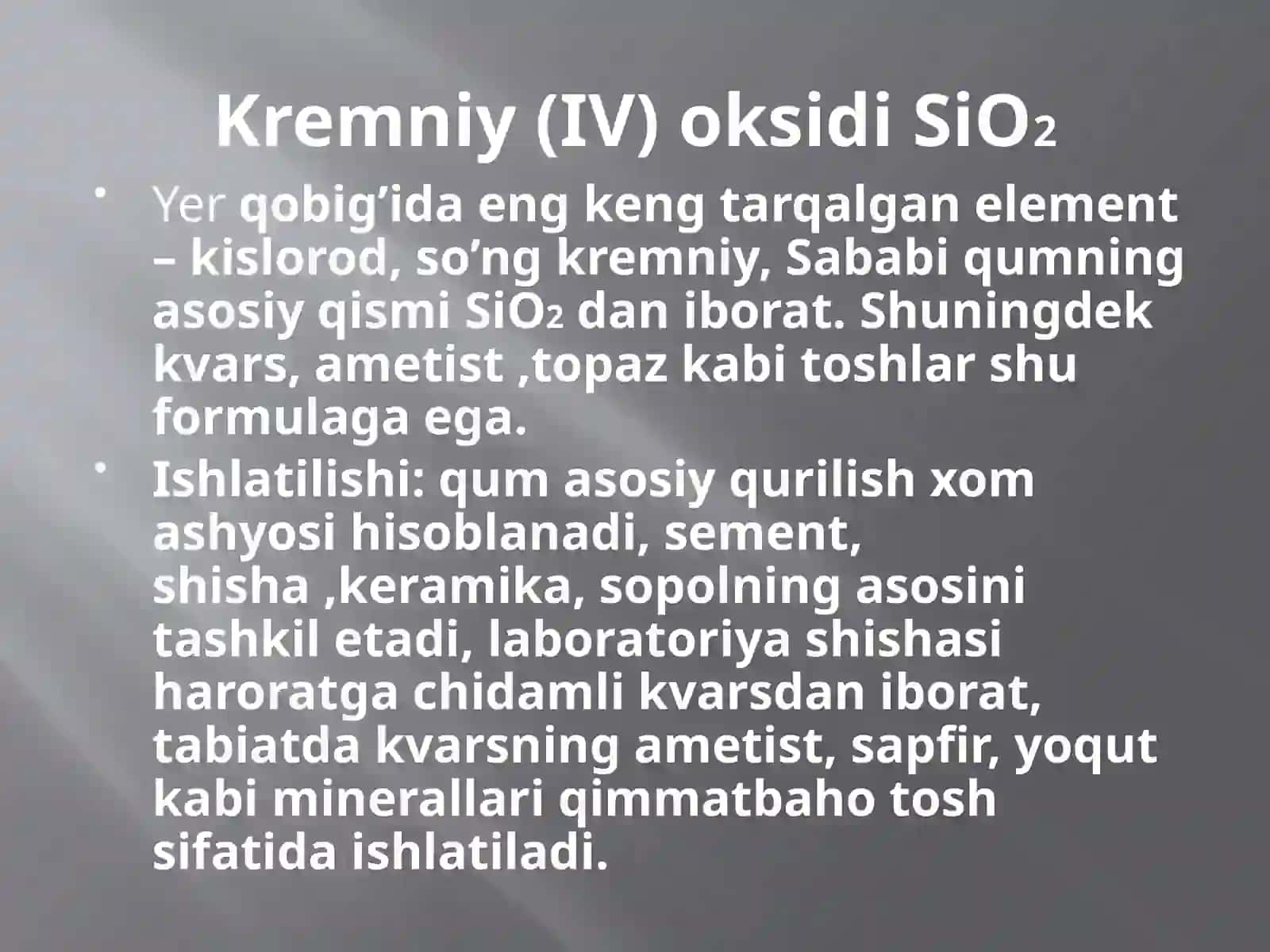 Engmuhim oksidlar ning ishlatilishi 4