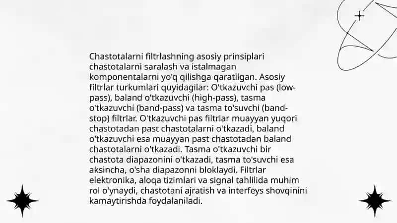 Chastotalarni generatsiya qilish va filtrlash 4
