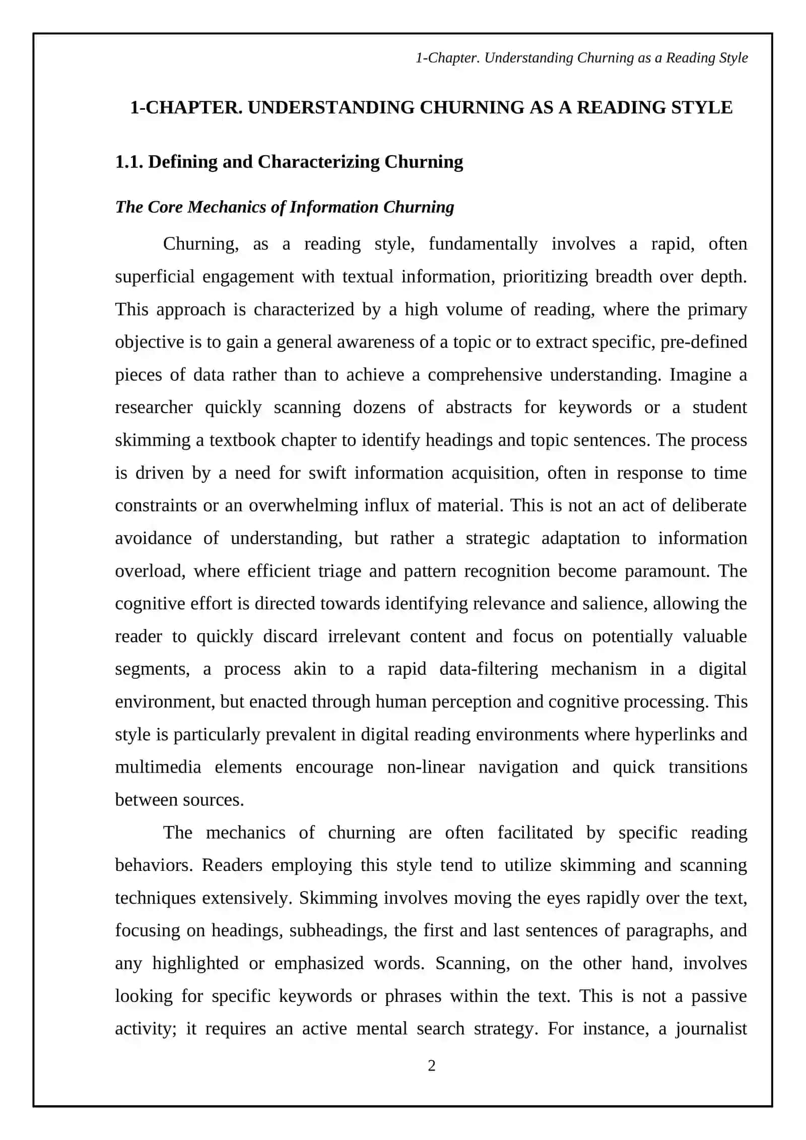 Churning and Assimilation as Reading Styles 4