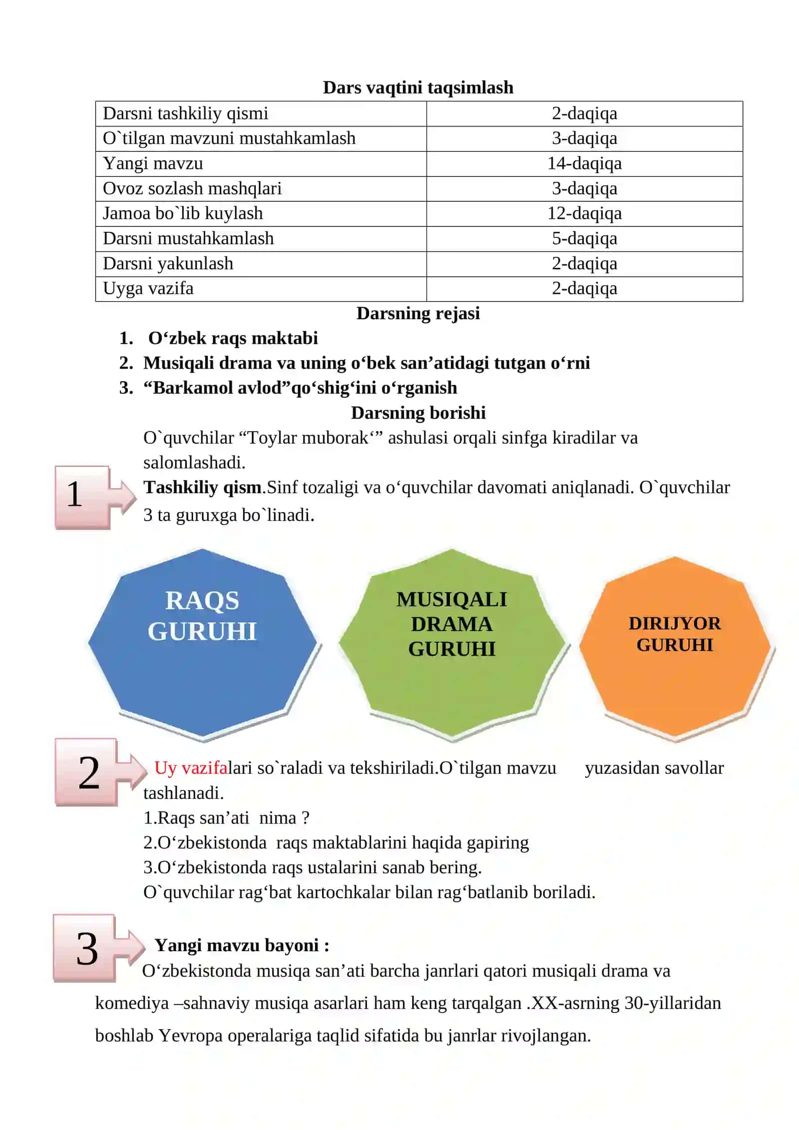 5-sinf Musiqa ochiq dars ishlanma. Musiqali drama 4