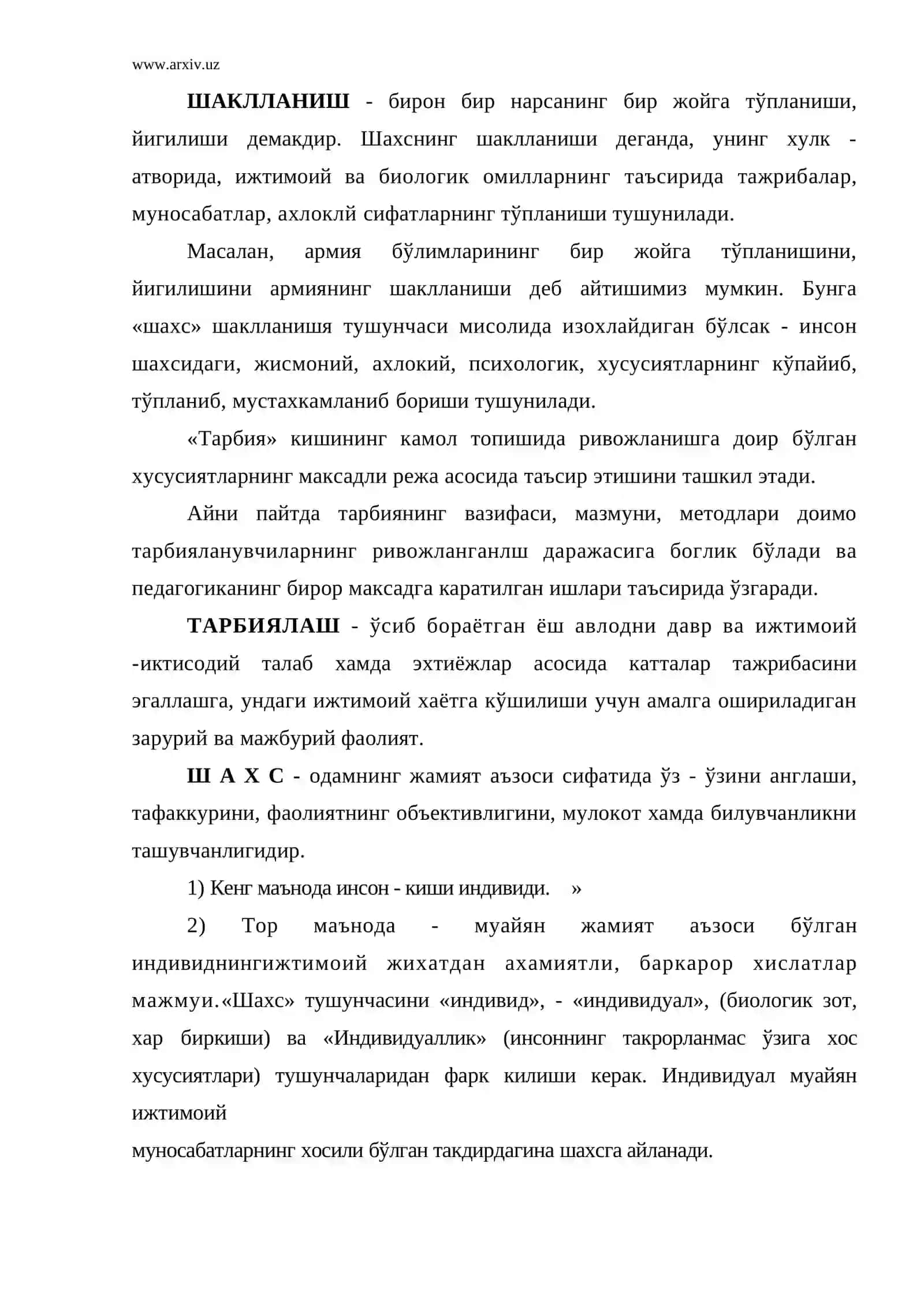 Шахснинг шаклланиши, ривожланиши ва тарбия 4