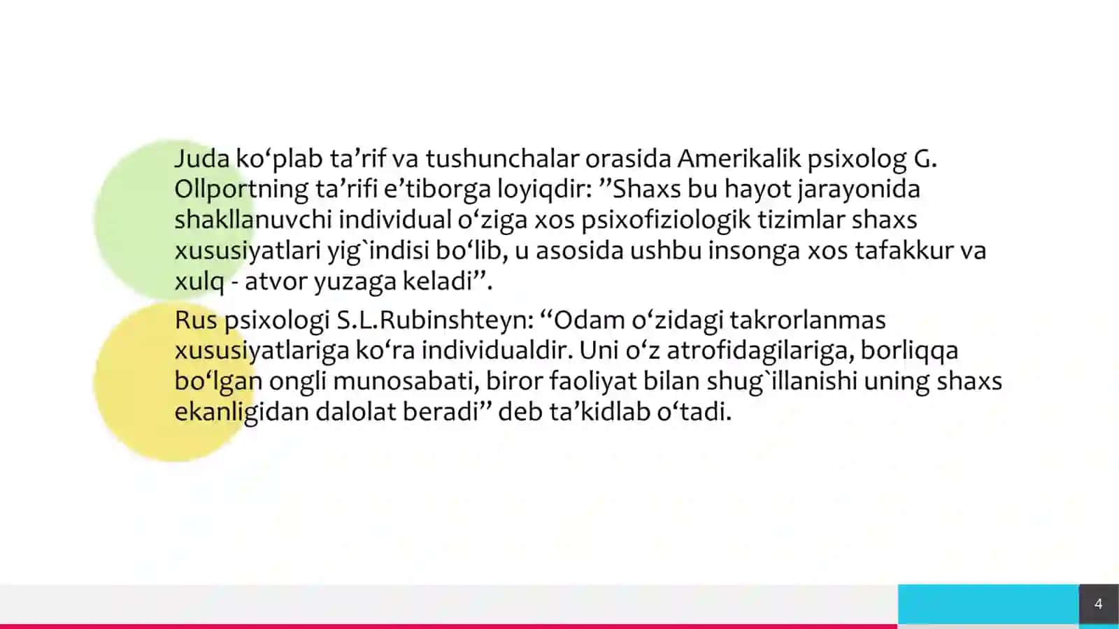 Muloqot va shaxslararo munosabatlar psixologiyasi 4