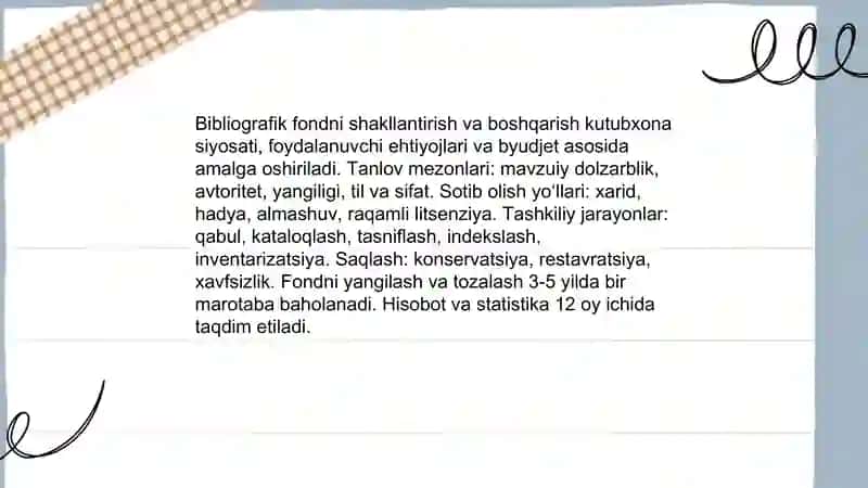 Bibliografik faoliyatni tashkil qilish 4