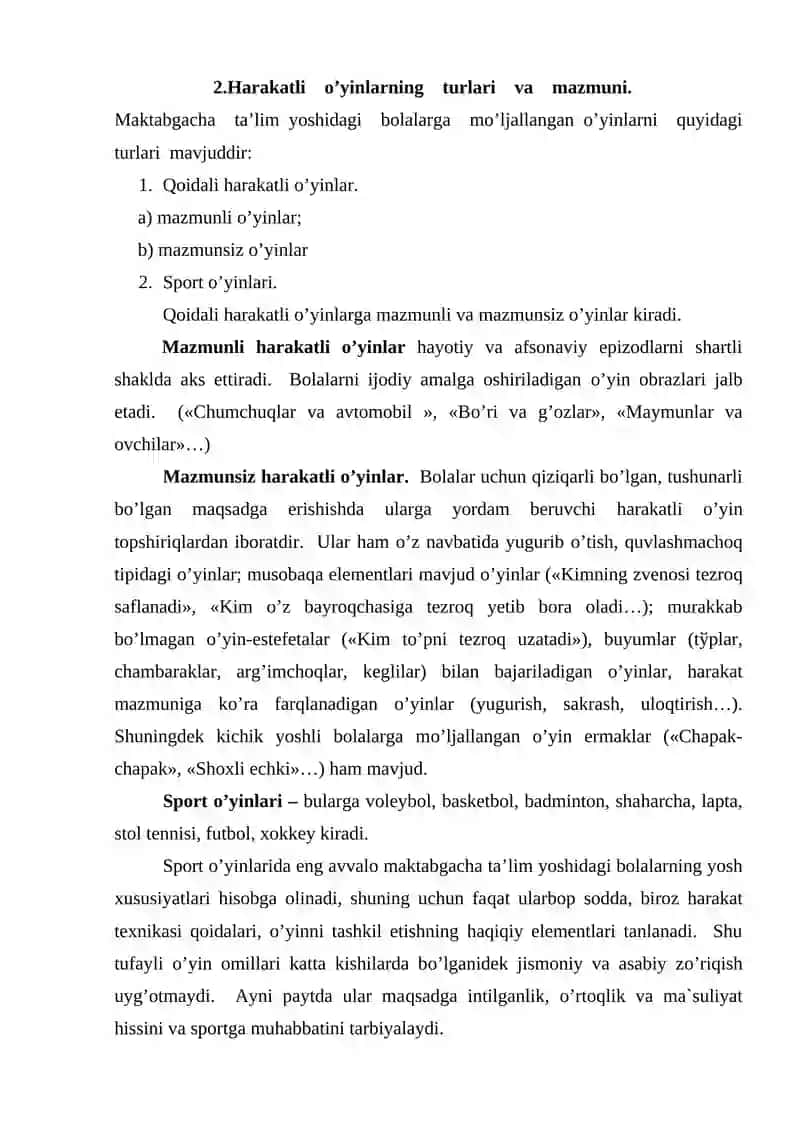 Harakatli o'yinlar haqida tanlov va tavsif 4