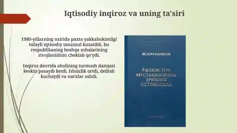 O'zbekiston mustaqillikka erishish arafasida ijtimoiy siyosiy jarayonlar 4