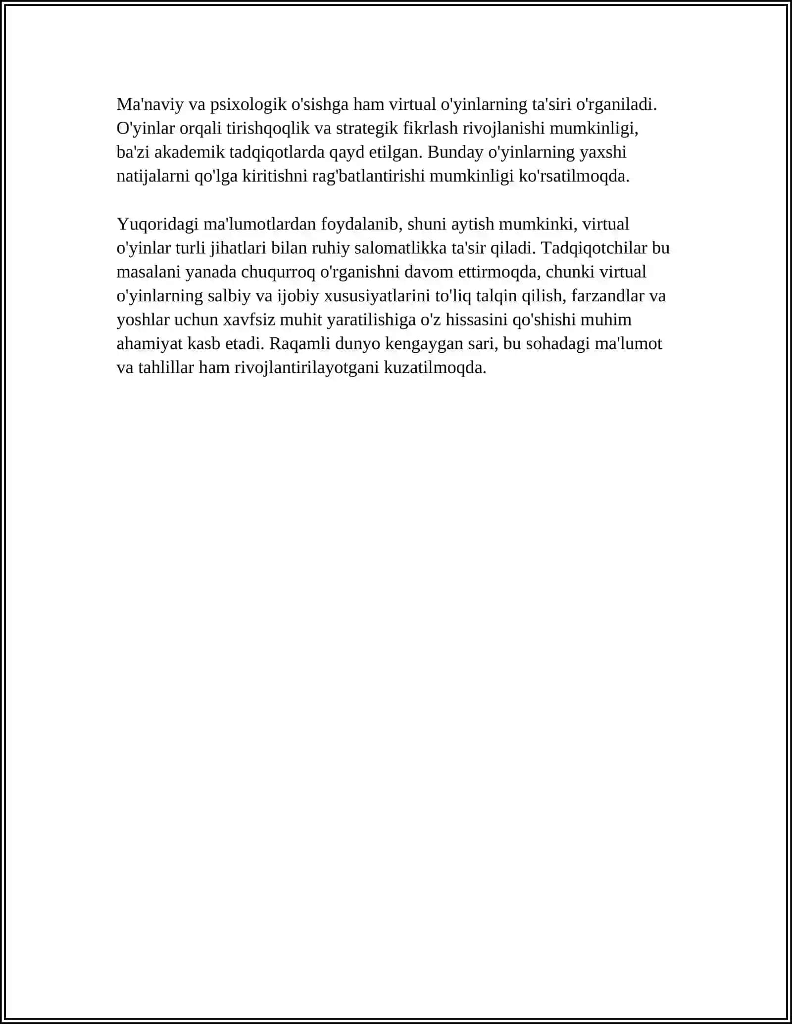 VERTUAL OʻYINLARNING ASORATLARI 4