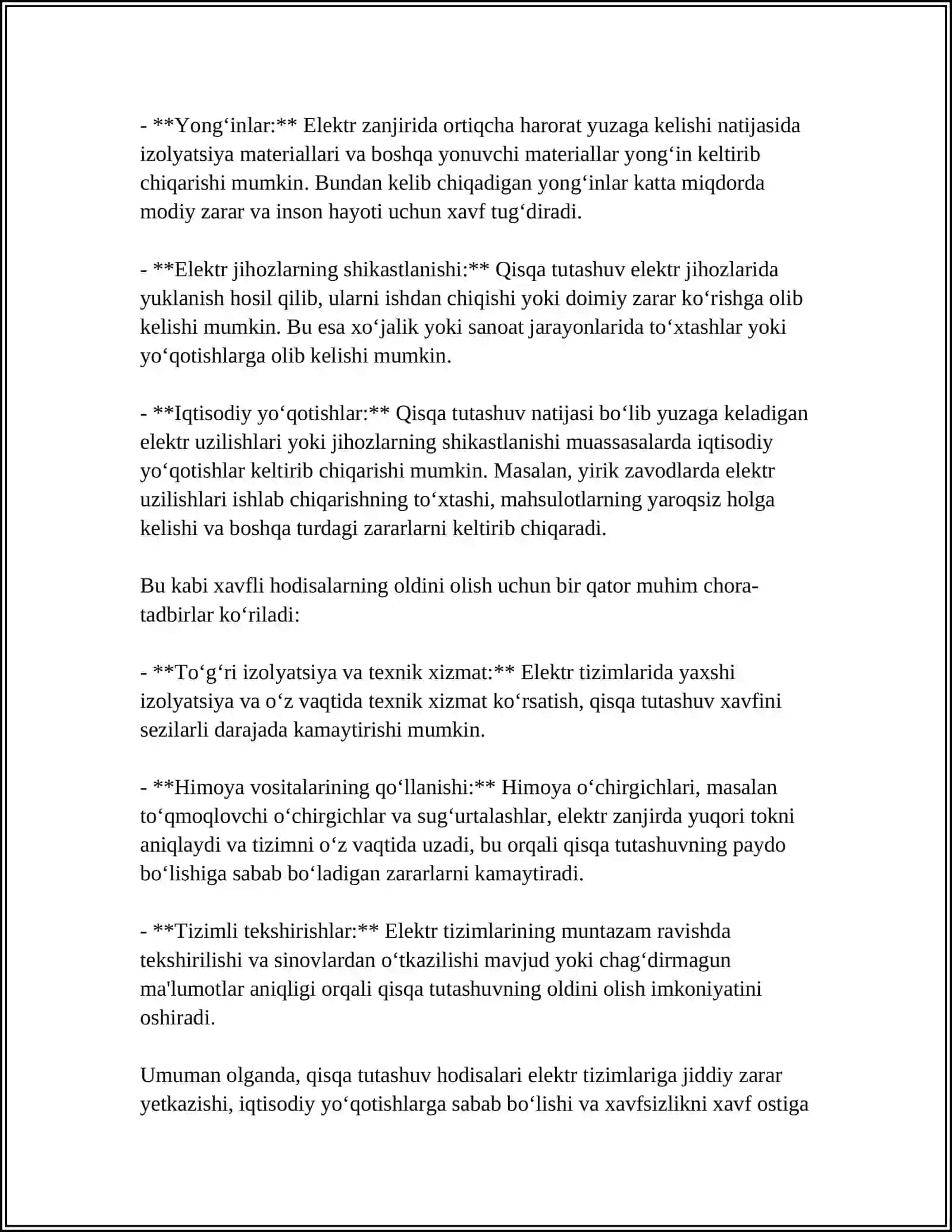ENERGETIKA TIZIMIDA QISQA TUTASHUVLAR 4