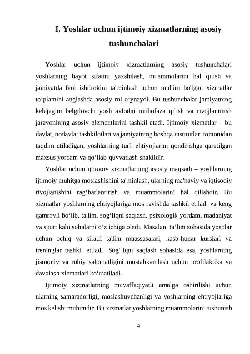 Yoshlar uchun ijtimoiy xizmatlar 4