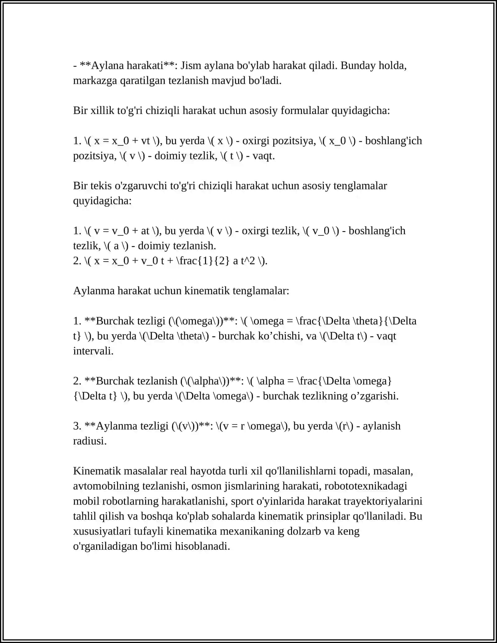 KINEMATIKA ASOSALARI 4