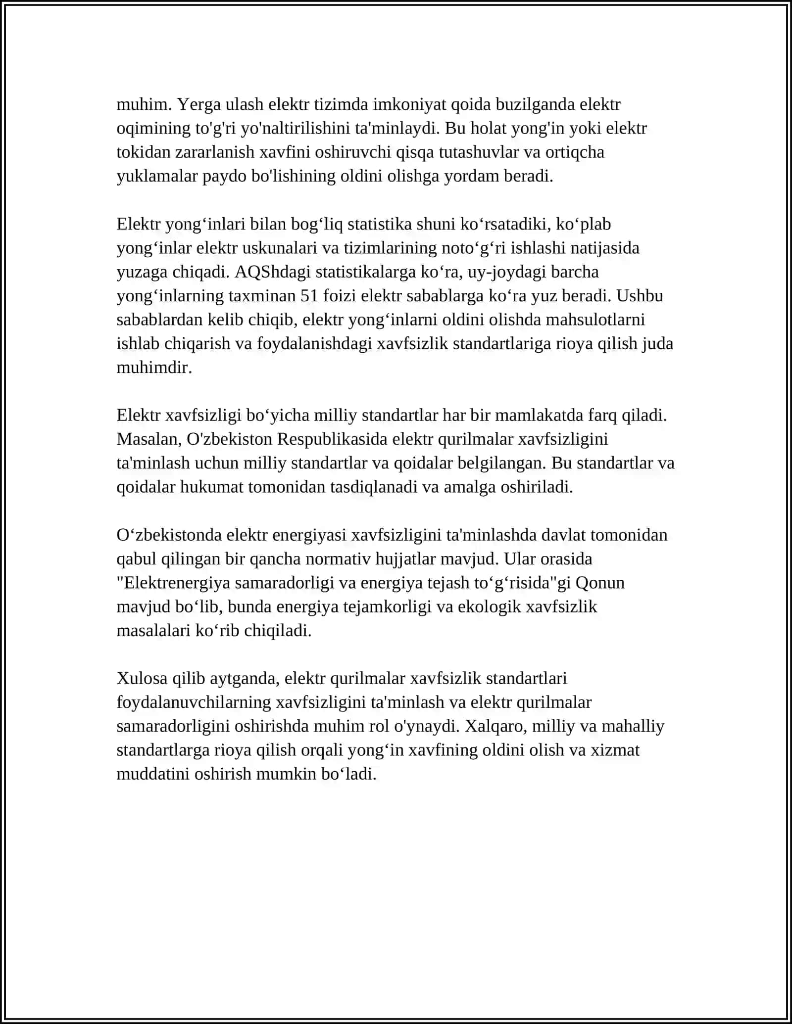 ELEKTR QURILMALARINING YONGʻIN XAVSIZLIGI 4