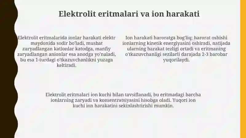 Qurilish kimyosi fani mavzu elktrolitlar 4