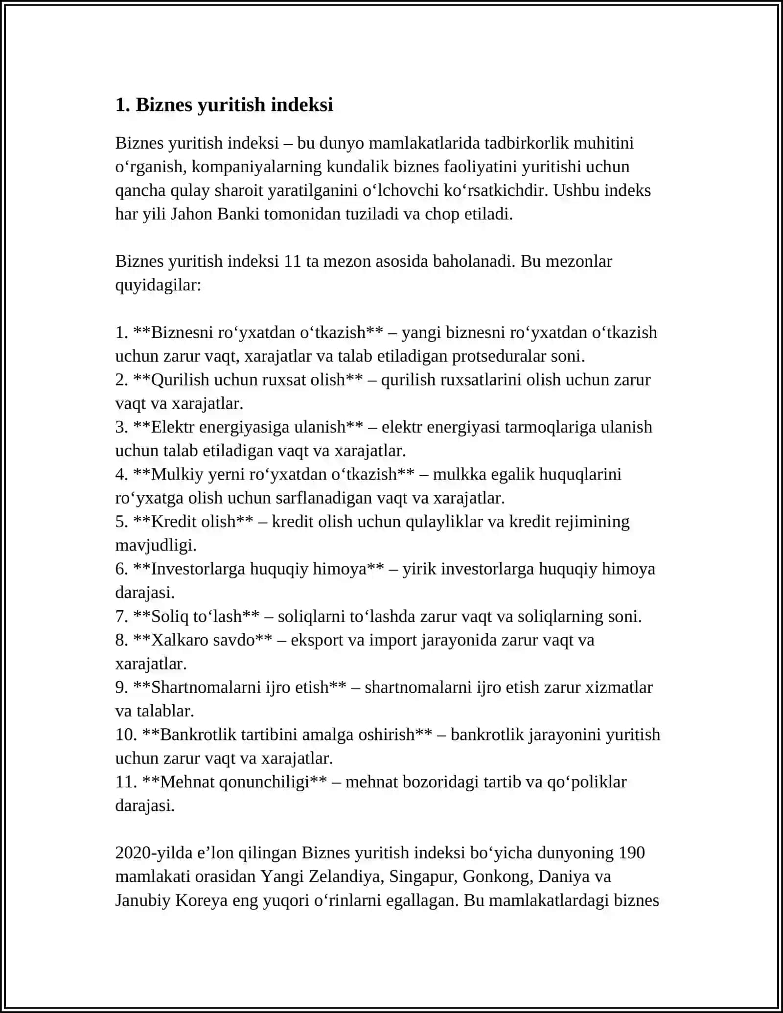 Biznes yuritish indeksi 4