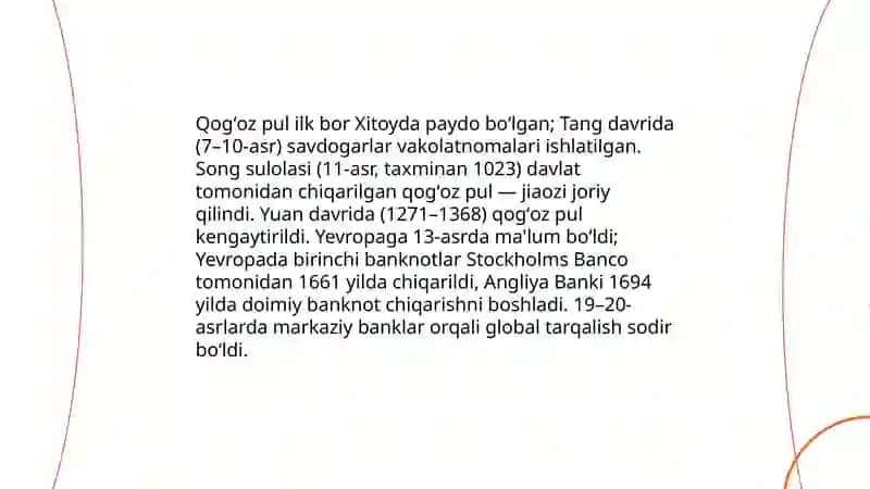 Barterdan tangacha: dastlabki toʻlov tizimlarining evolyutsiyasi 4