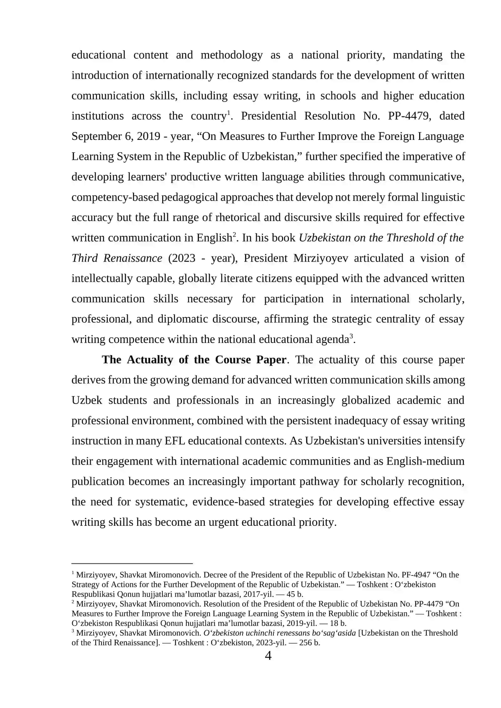 Course Paper: Strategies of Writing Effective Essays 4