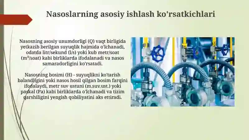 Nasoslarning asosiy parametrlari 4