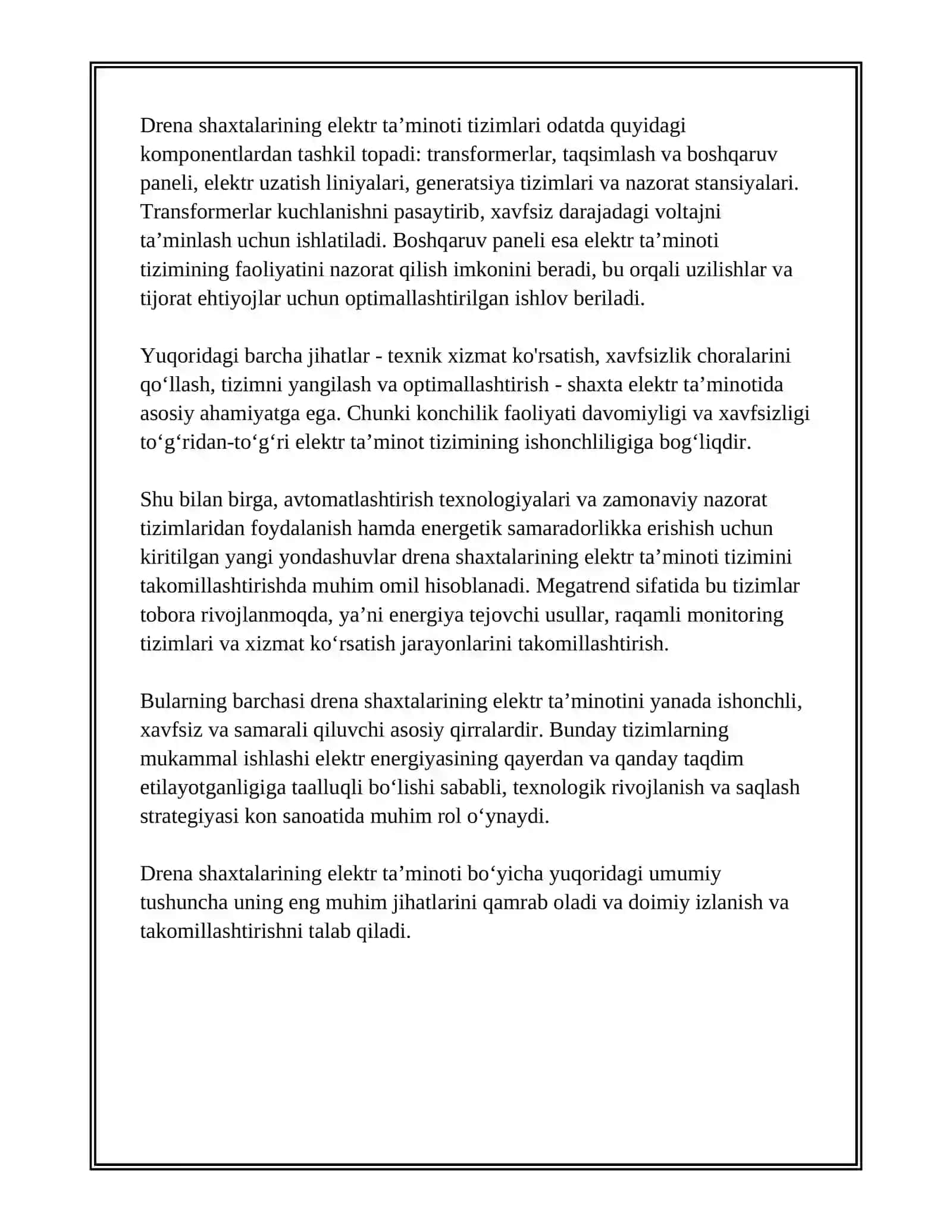 DIRENA SHAXTALARNI ELEKTIR TAMINOTI BILAN TANISHISH 4