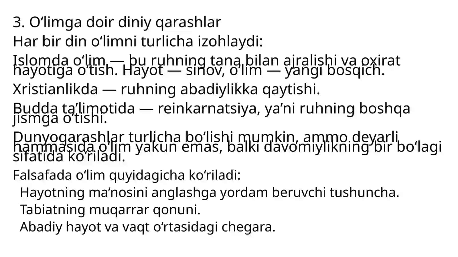 O'lim haqida tushunchalar 4