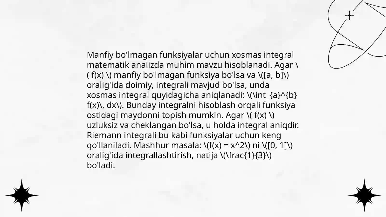 Birinchi tur xosmas integral 4