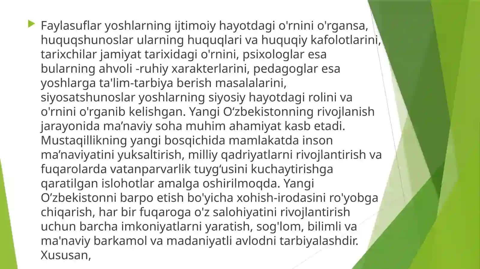 Yangi o'zbekistonda amalga oshirilayotgan manaviy o'zgarishlar 4