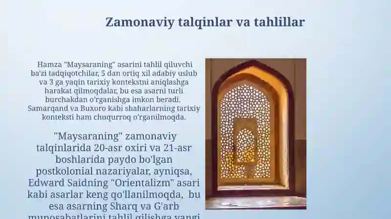 Hamza "Maysaraning ishi" asari 4