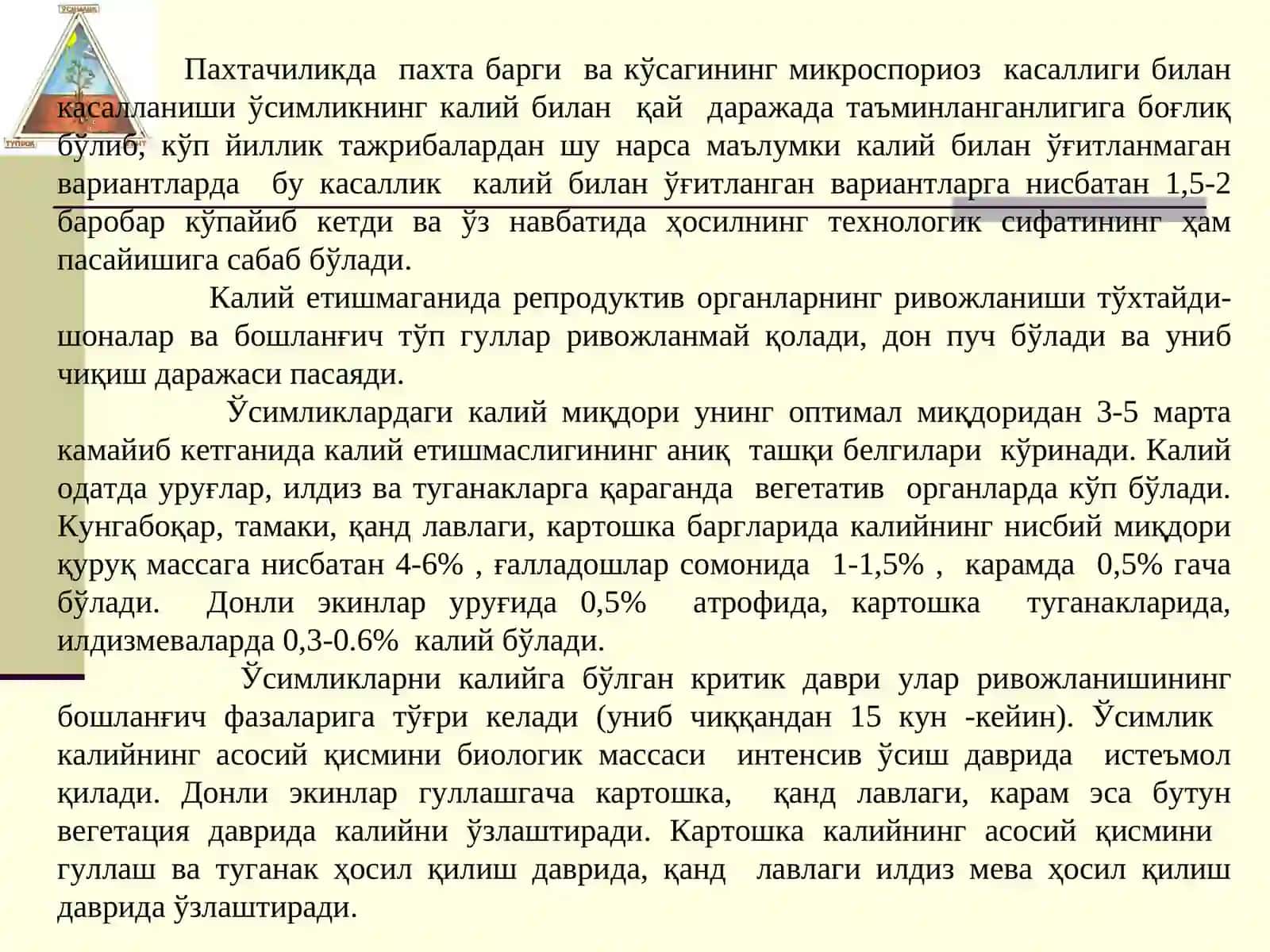 КАЛИЙЛИ ЎҒИТЛАРНИНГ ОЛИНИШИ, АҲАМИЯТИ ВА ИШЛАТИЛИШИ 4