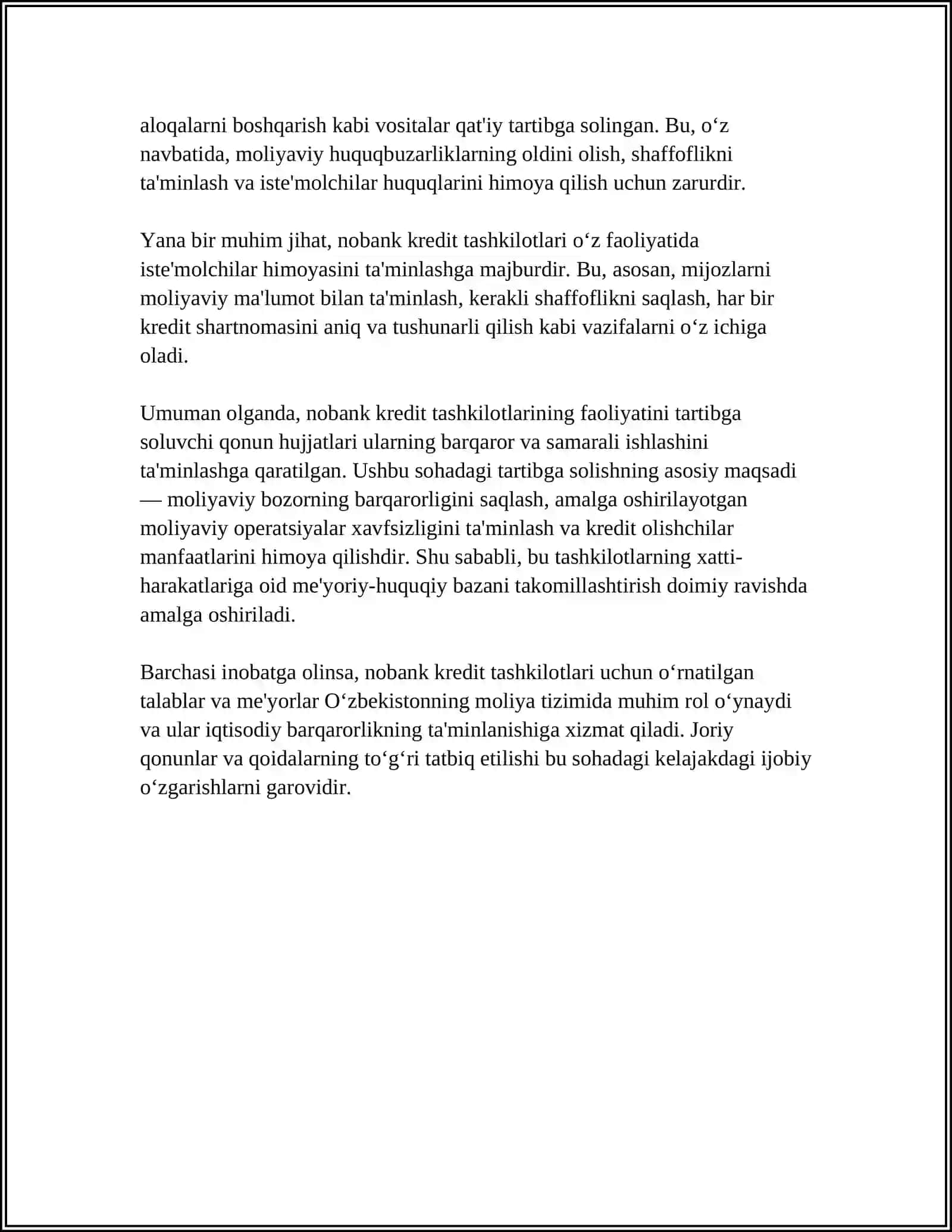 NOBANK KREDIT TASHKILOTLARI FAOLYATINI TARTIBGA SOLUVCHI QONUN HUJJATLAR 4