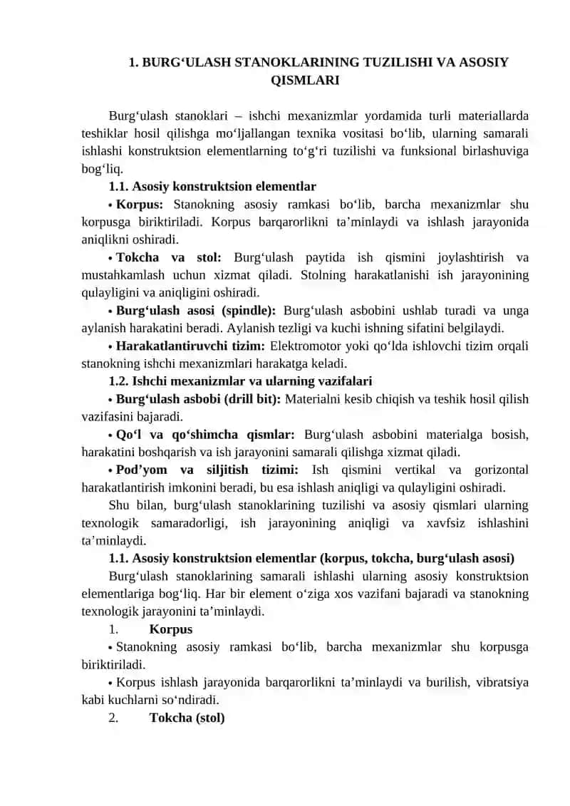 Burg‘ulash stanoklari ish jarayonlari nazariyasi 4