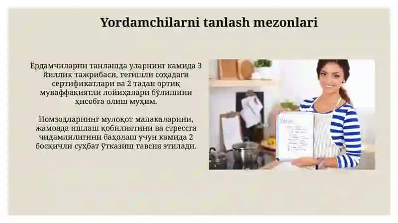 Koʻmakchilar Retsept va uning tarkibi 4