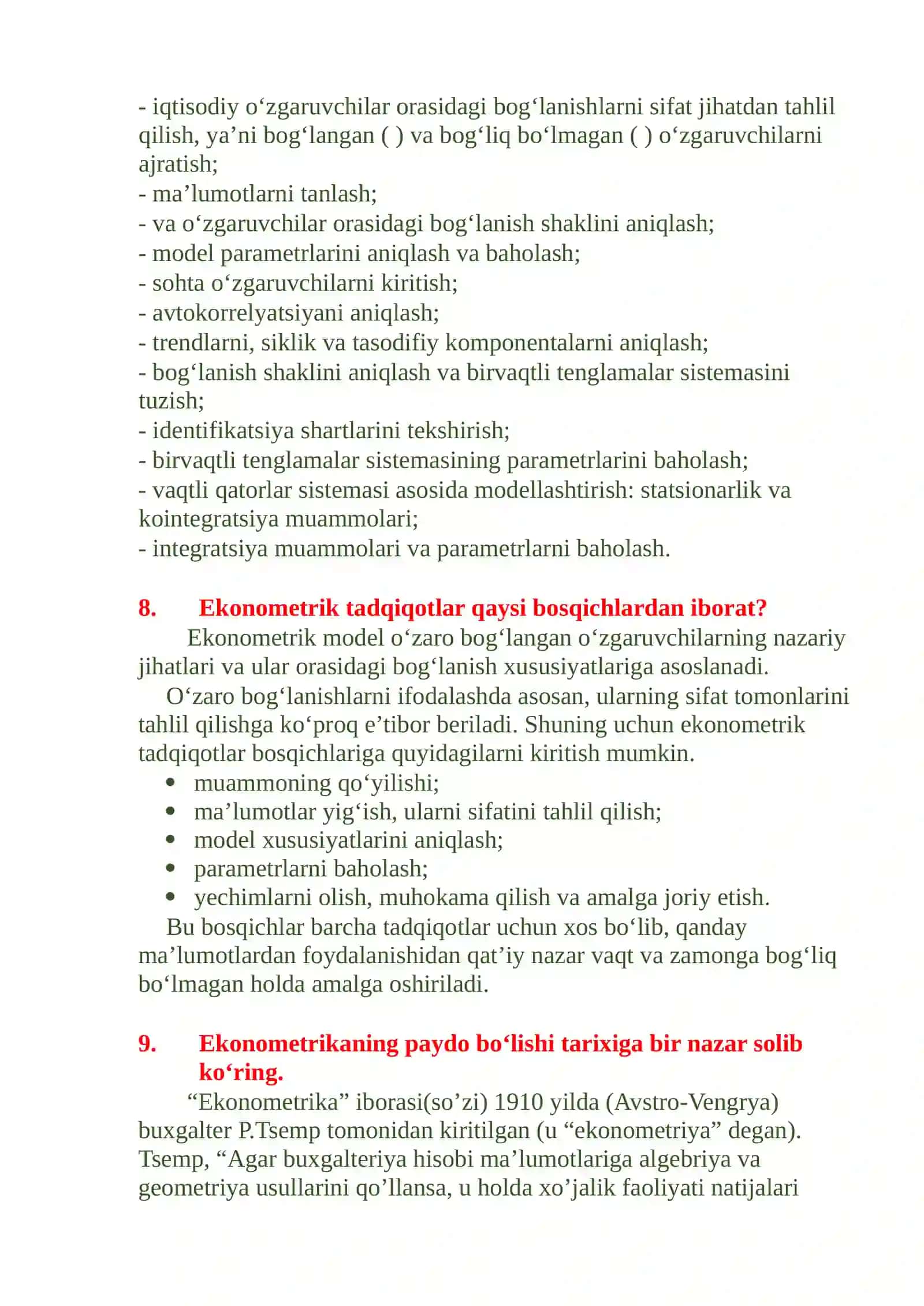 Ekonometrika Yakuniy nazorat 4