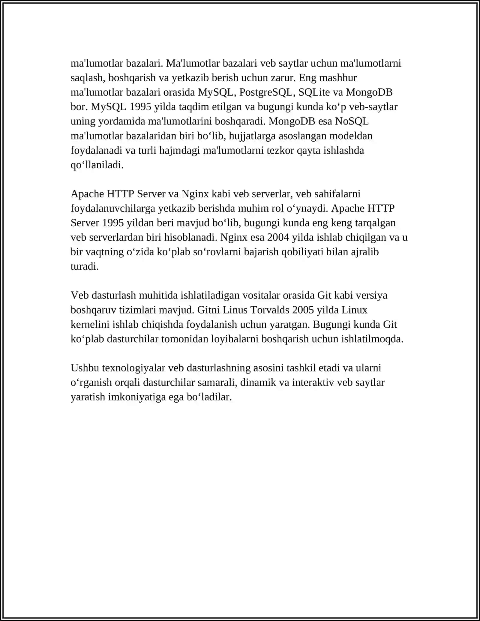 WEB DASTURLASHGA ASOSLANGAN AMALIY TIZIMLAR 4