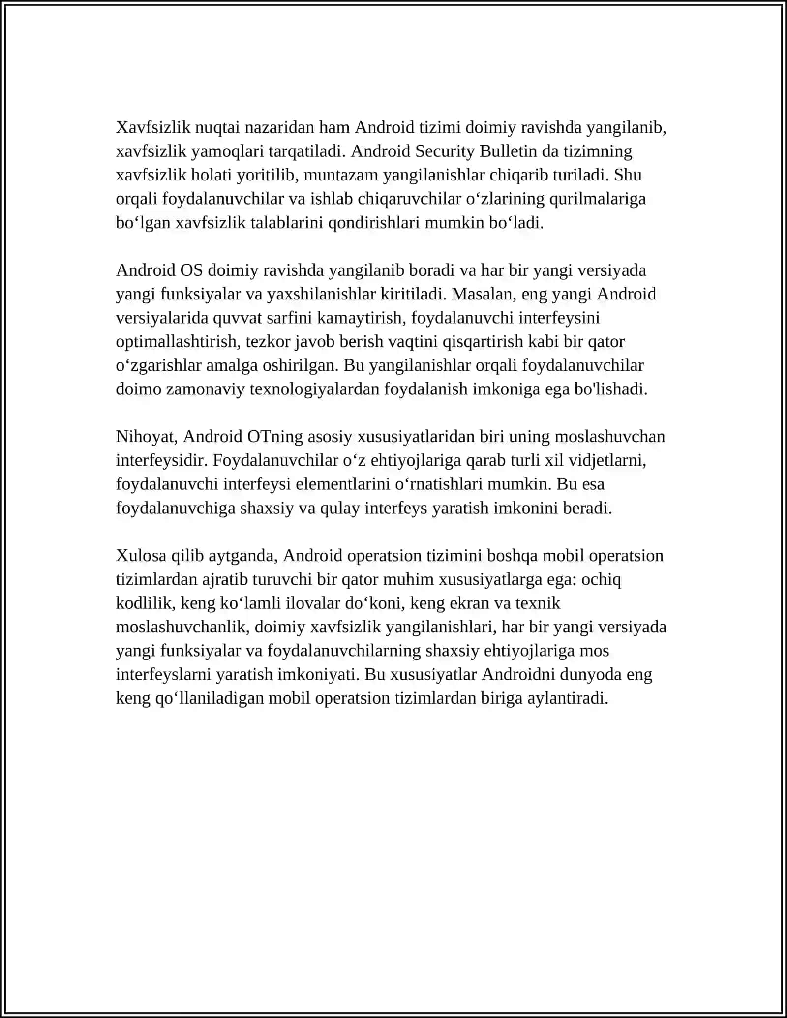 ANDROID, WINDOWS VA IOS MOBIL OPERATSION TIZIMLARINING XUSUSIYATLARI 4