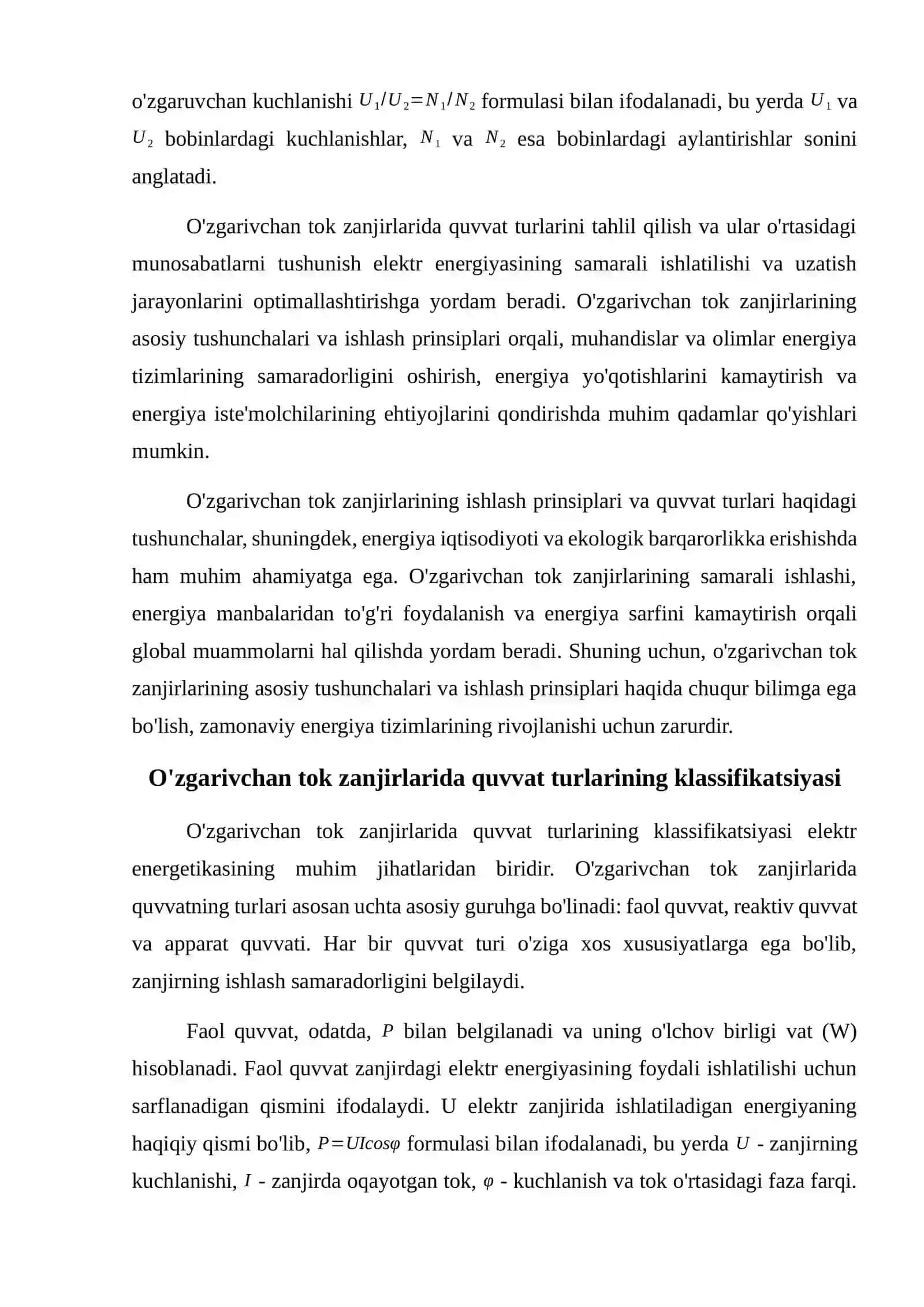 O'zgarivchan tok zanjirlarida quvvat turlari 4