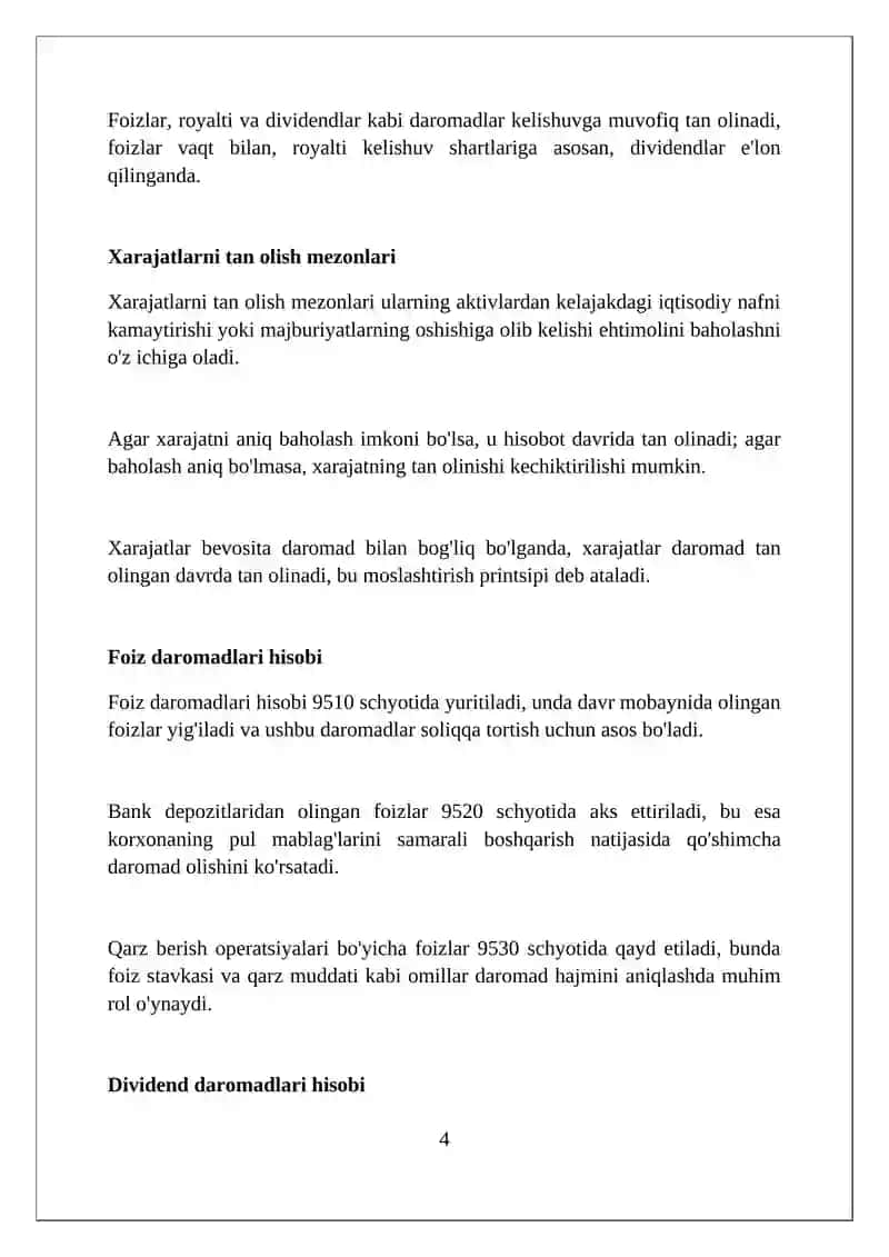 Boshqa daromadlarni (xarajatlarni) hisobga olish 4
