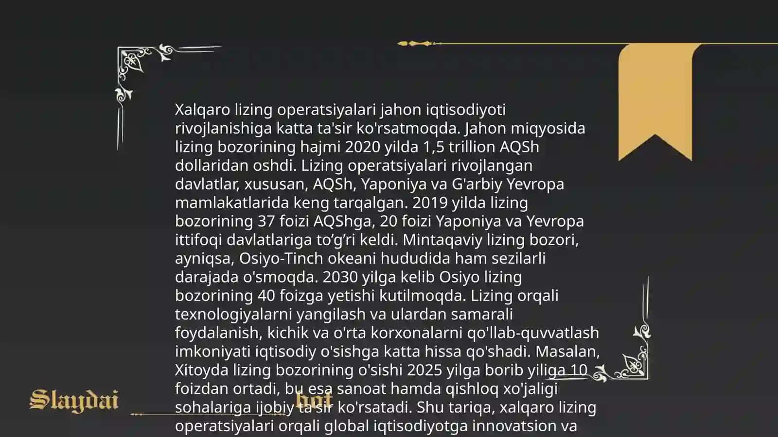 Xalqaro moliya munosabatlar rivojlanishda xalqaro lizing operatsiyalarining o'rni 4