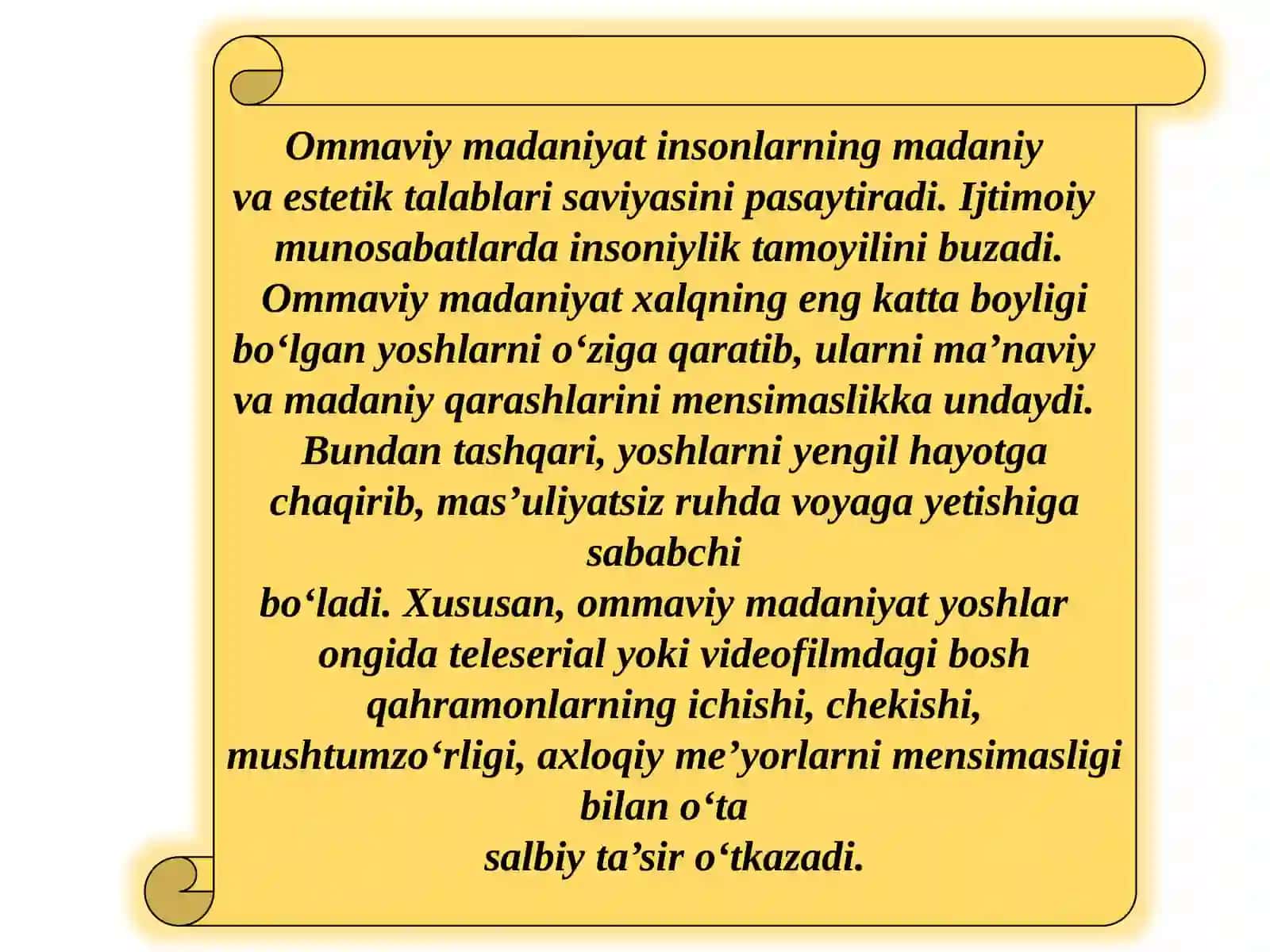 Ommaviy madaniyat. Kirish va uning qoʻllanishi 4