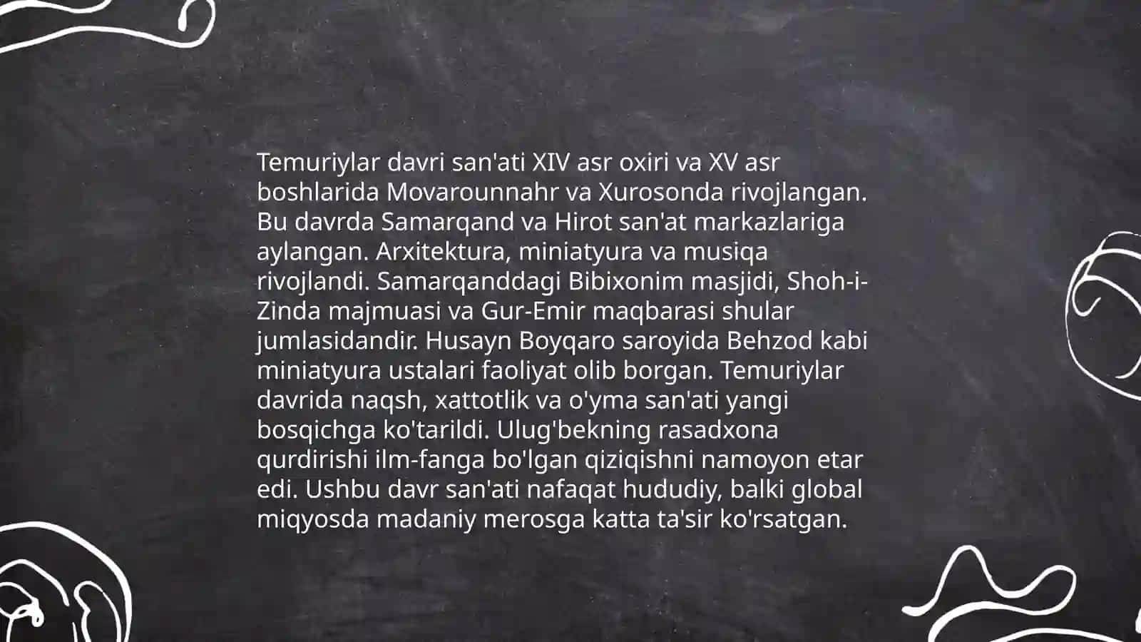 Movarounnahrda Temuriylar davrida madaniyat 4