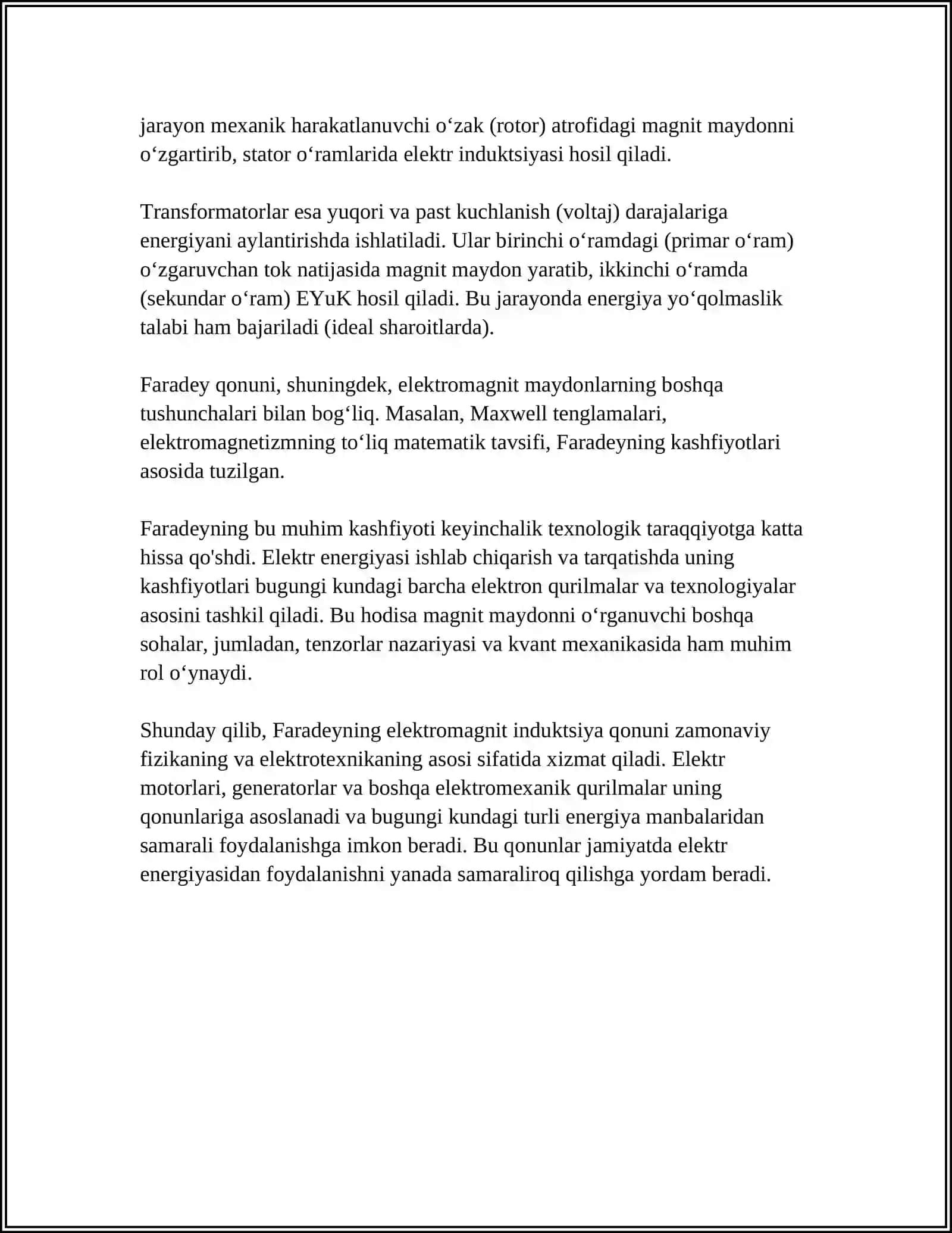 FARADEYNING ELEKTROMAGNIT INDUKCIYA QONUNI 4