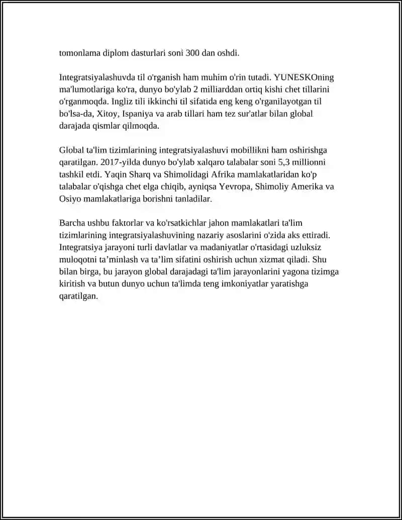 JAHON MAMLAKATLARI TALIM TIZIMINING INTEGRATSIYALASHUVI 4