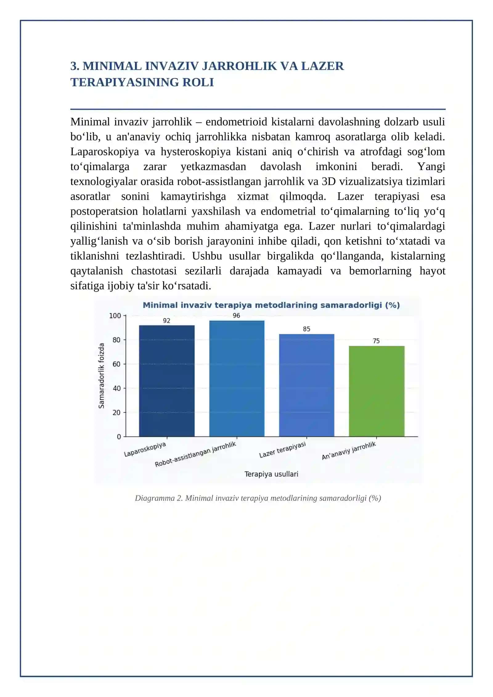 Tuxumdon endometrioid kistalarini davolashning innovatsion usullari 4