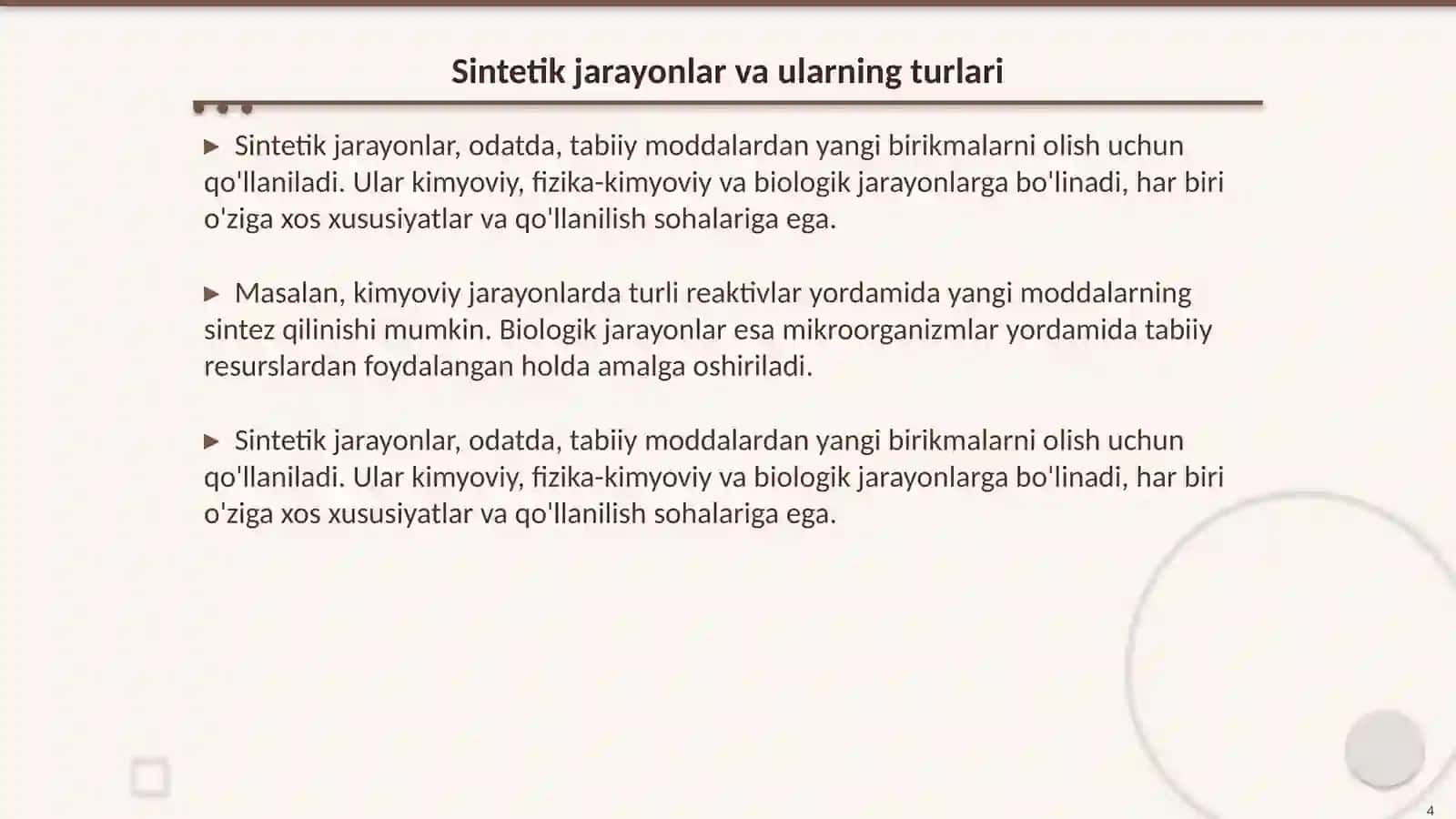 Sintetik jarayonlar va karboksimetilsellyuloza sintezi 4