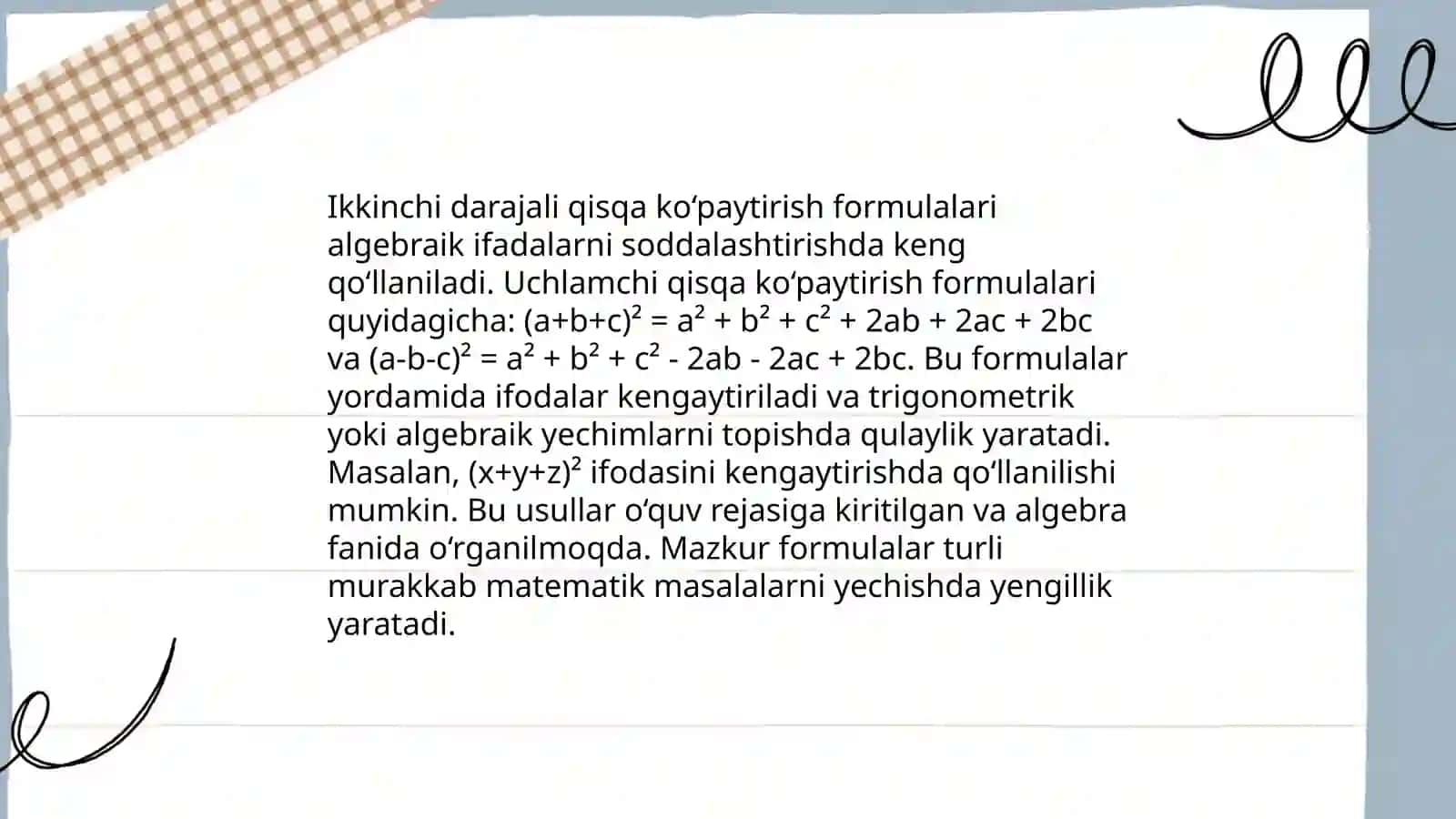 Qisqa ko'paytirish formulalarning tatbiqi 4