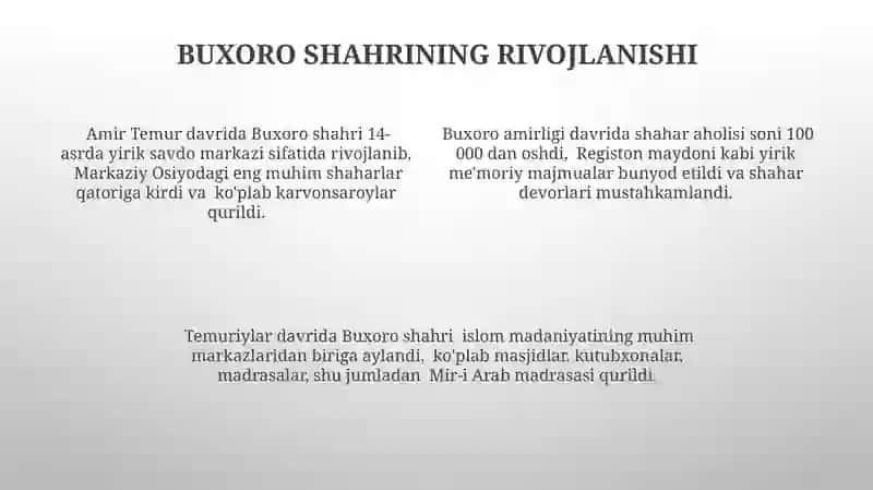 Amir Temur va Temuriylar davridagi shaharsozlik taraqiyoti 4