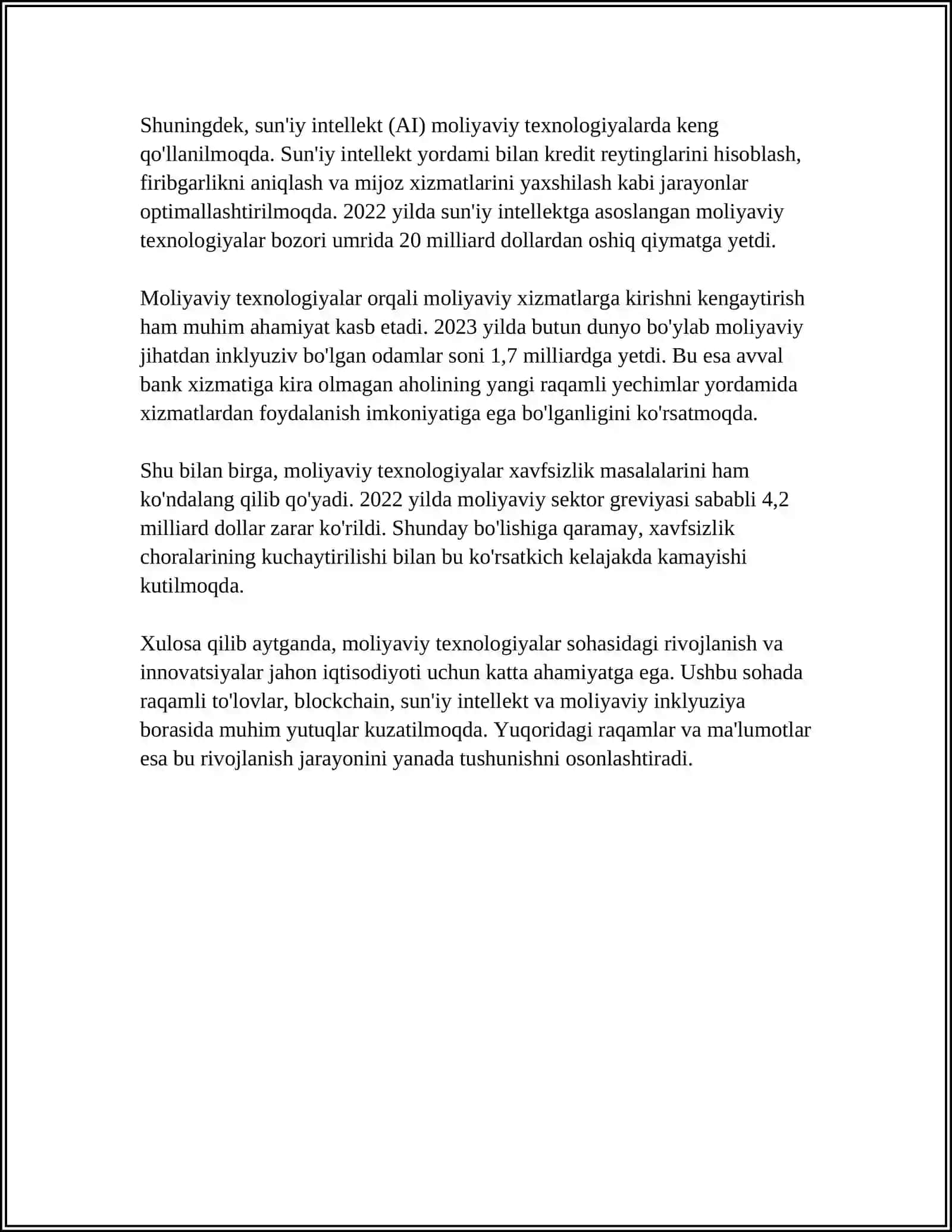 Moliyaviy Texnologiyalar (Fin Tech) va Kriptovalyutalarning Global Roli 4