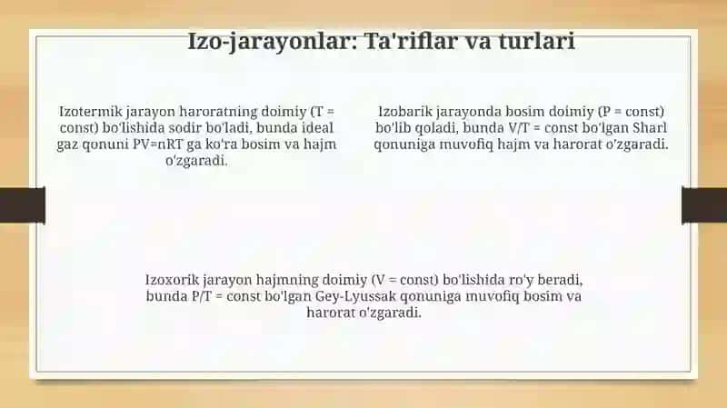 Termodinamikaning I-qonunini izojarayonlarga tatbiqi 4