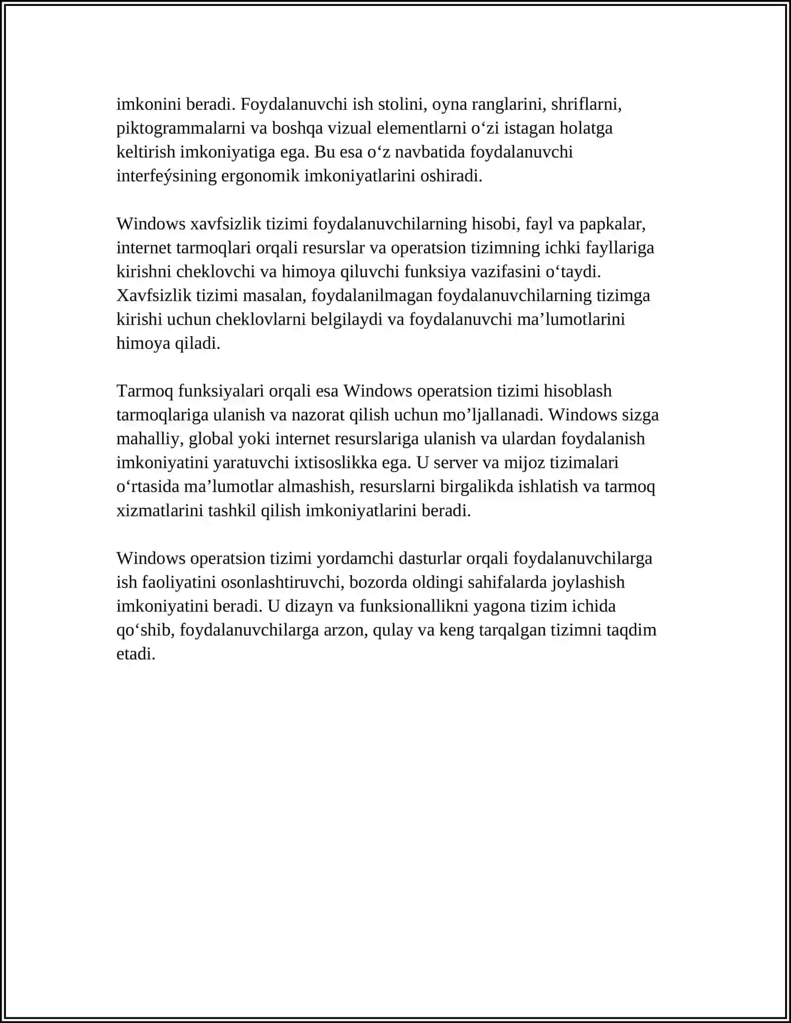 WINDOWS OPERATSION TIZIMINING ASOSIY ELEMENTLAR HAQIDA MAʼLUMOT 4